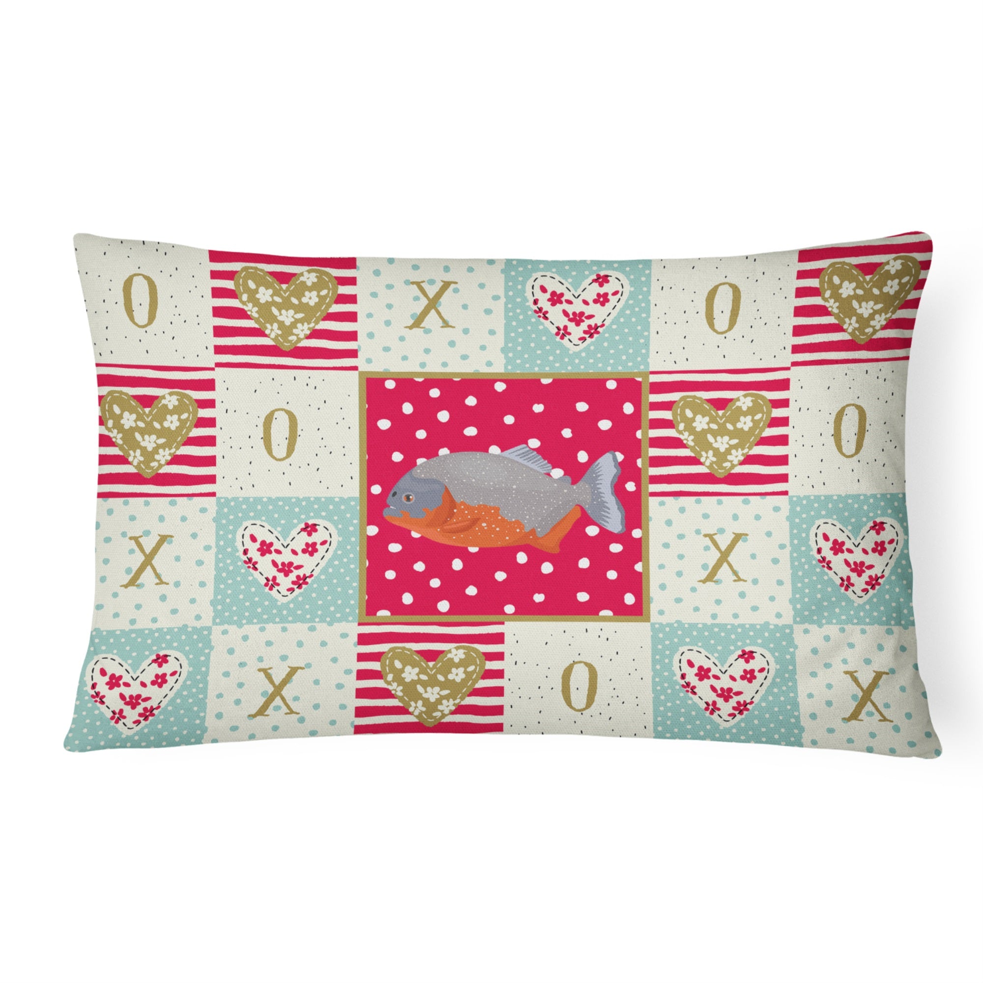 Piranha Love Canvas Fabric Decorative Pillow