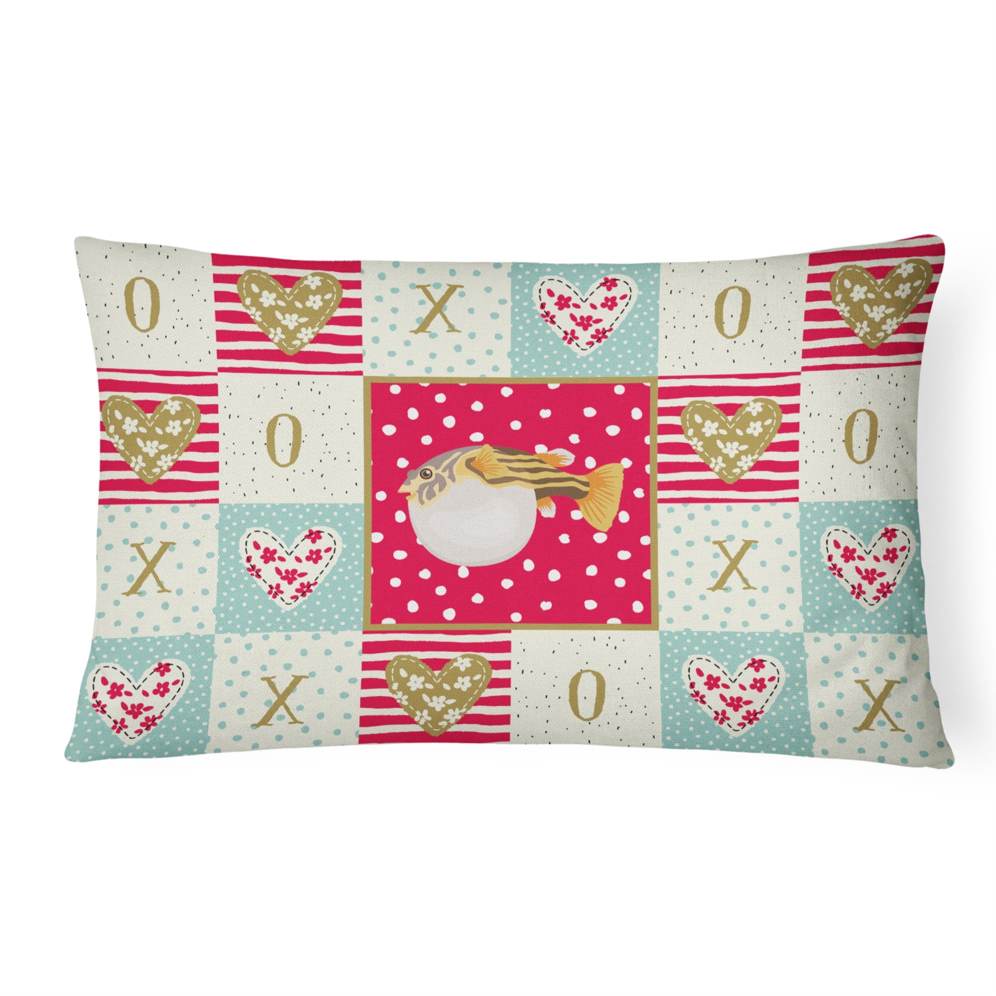 Puffer Fish Love Canvas Fabric Decorative Pillow