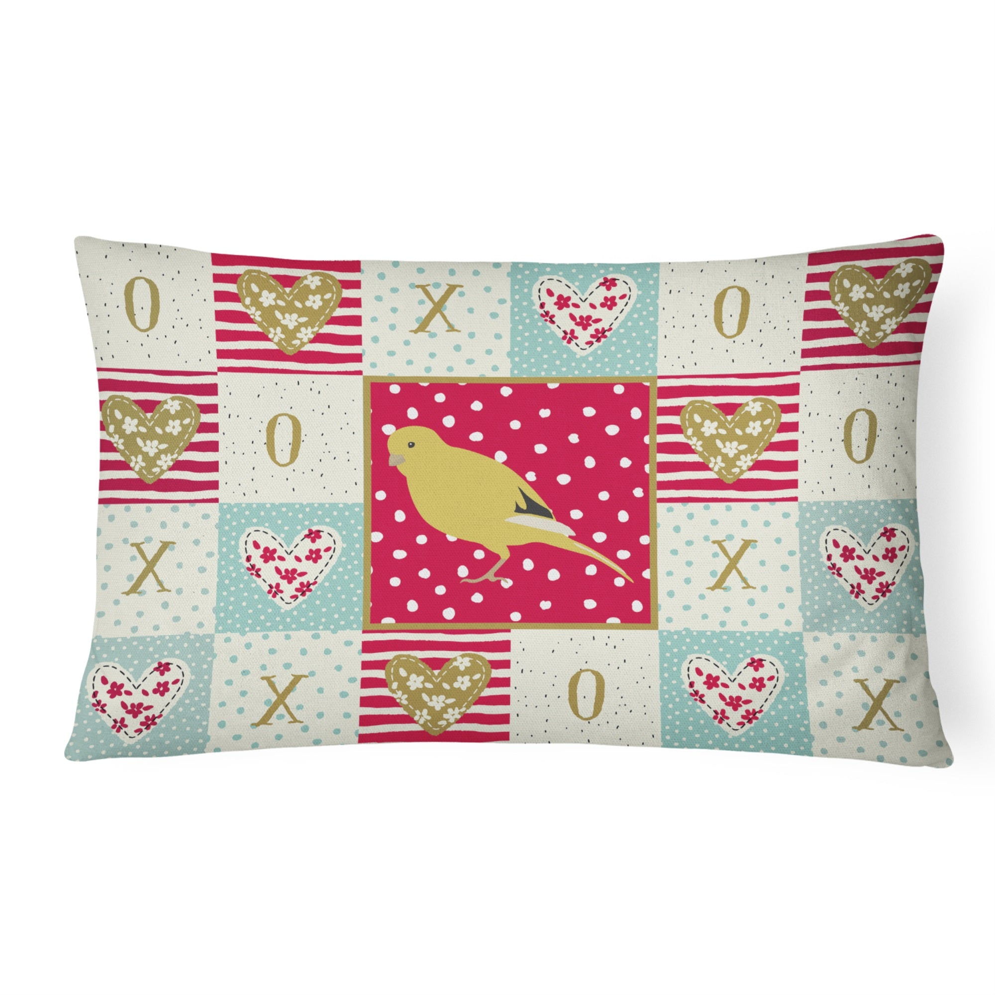 Border Canary Love Canvas Fabric Decorative Pillow