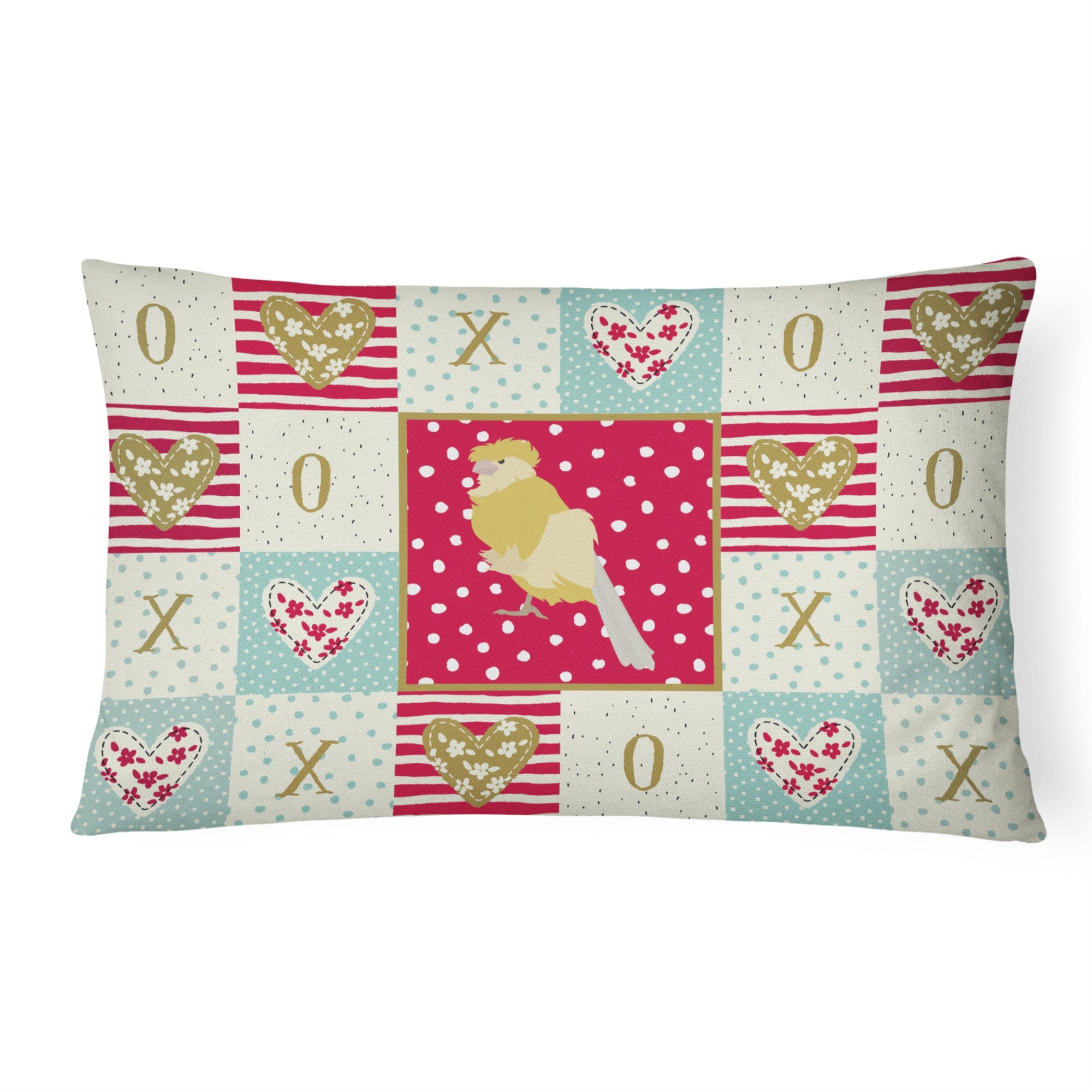 French Curly Canary Love Canvas Fabric Decorative Pillow