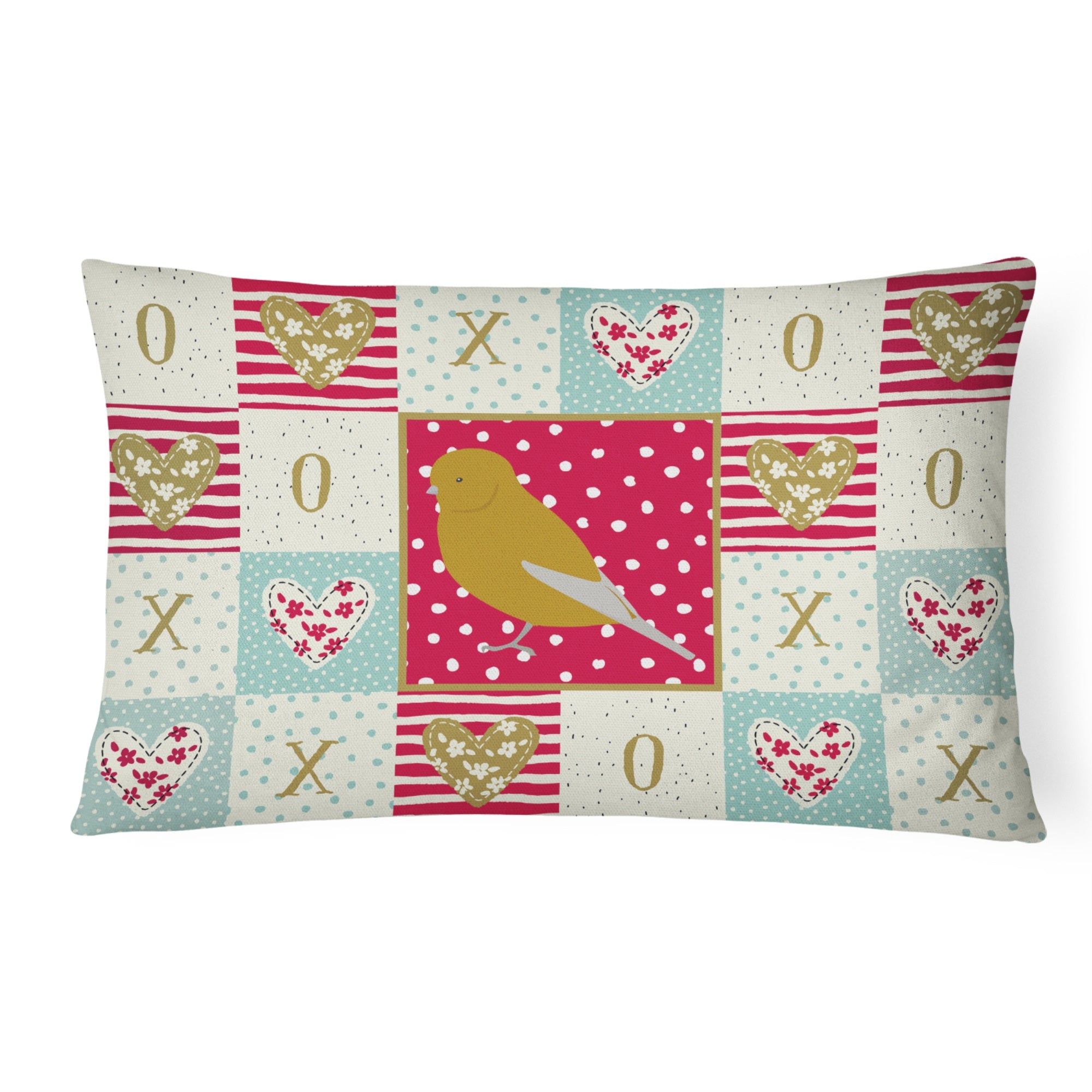 Norwich Canary Love Canvas Fabric Decorative Pillow