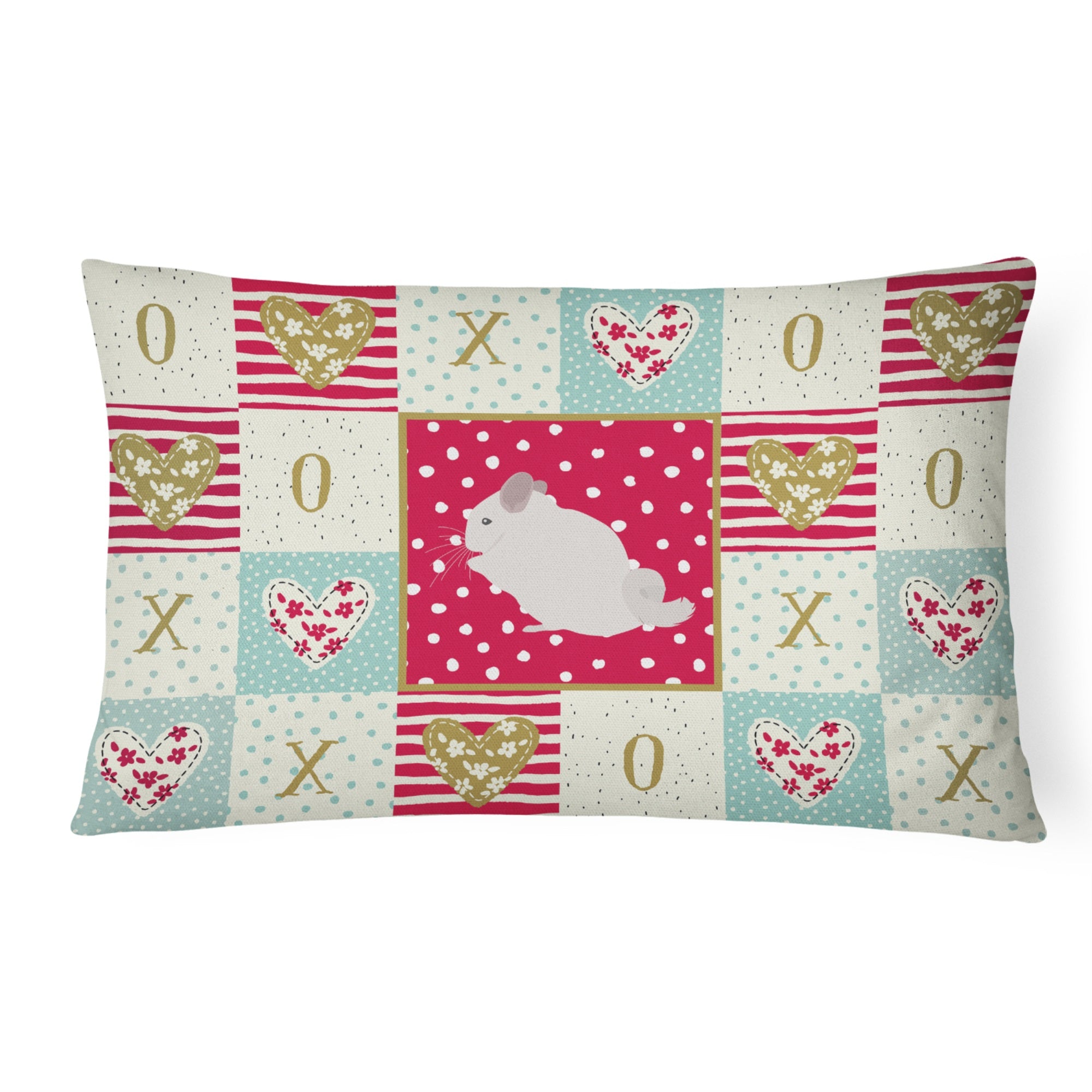 Pink And White Chinchilla Love Canvas Fabric Decorative Pillow