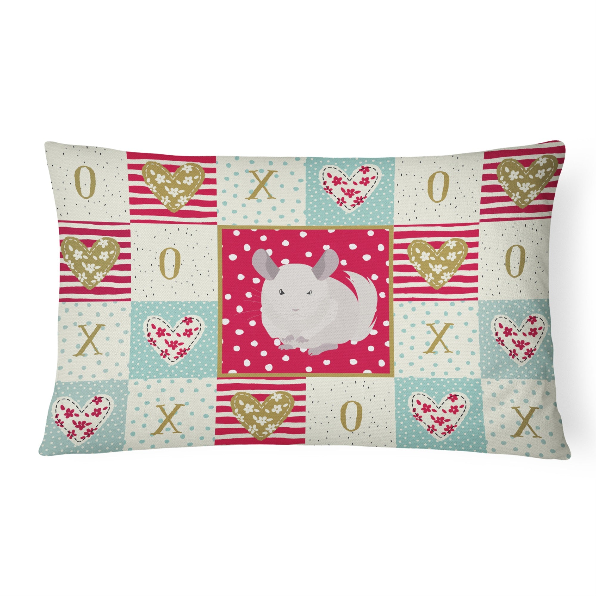 White Dominant Chinchilla Love Canvas Fabric Decorative Pillow