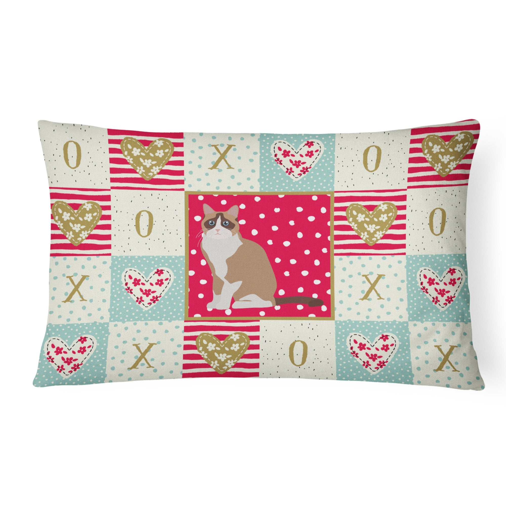 Snowshoe #2 Cat Love Canvas Fabric Decorative Pillow