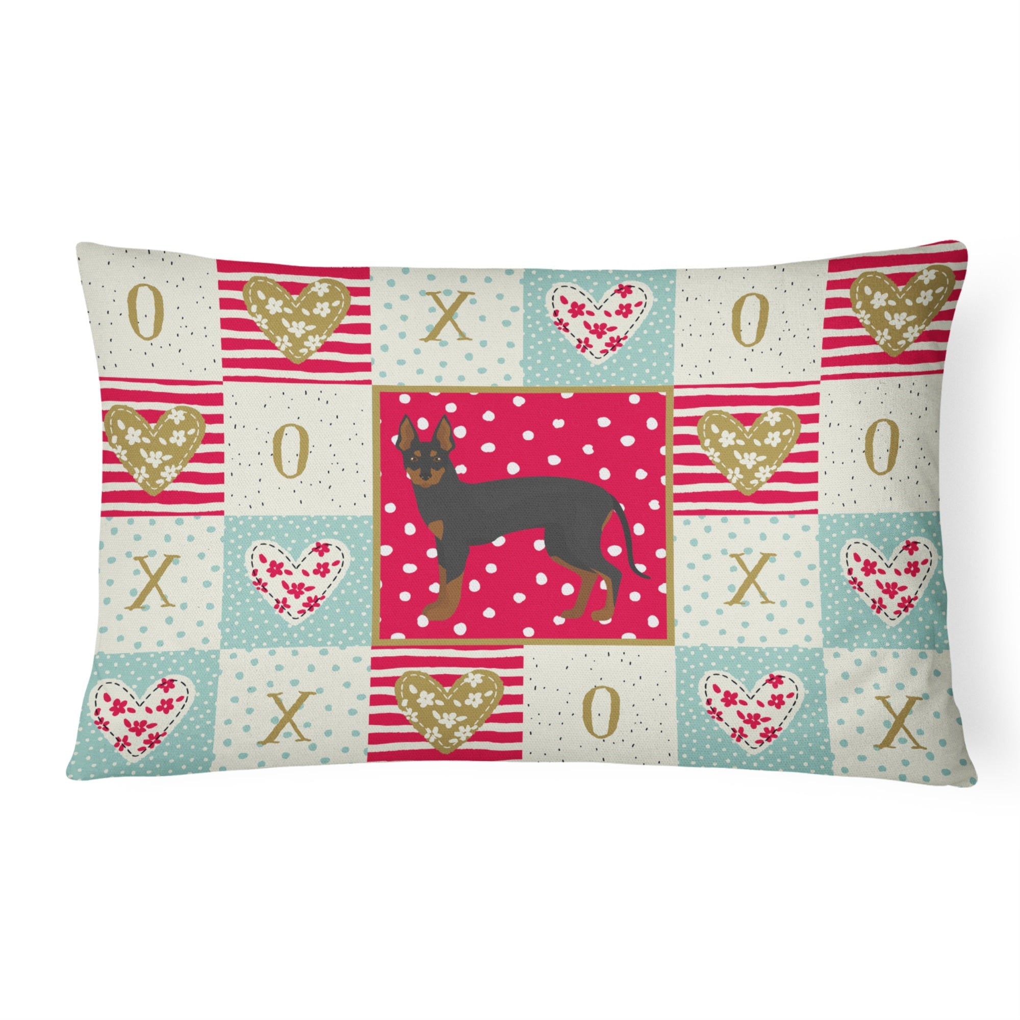 English Toy Terrier #2 Love Canvas Fabric Decorative Pillow