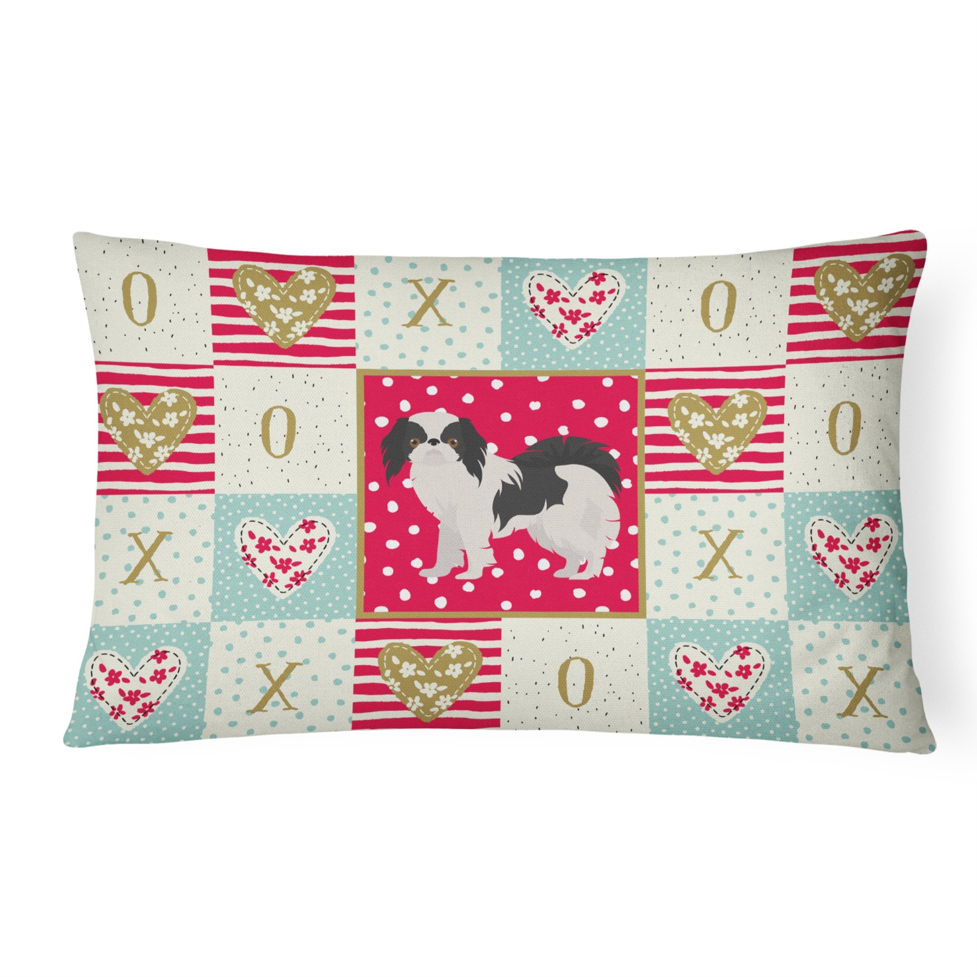 Japanese Chin #2 Love Canvas Fabric Decorative Pillow