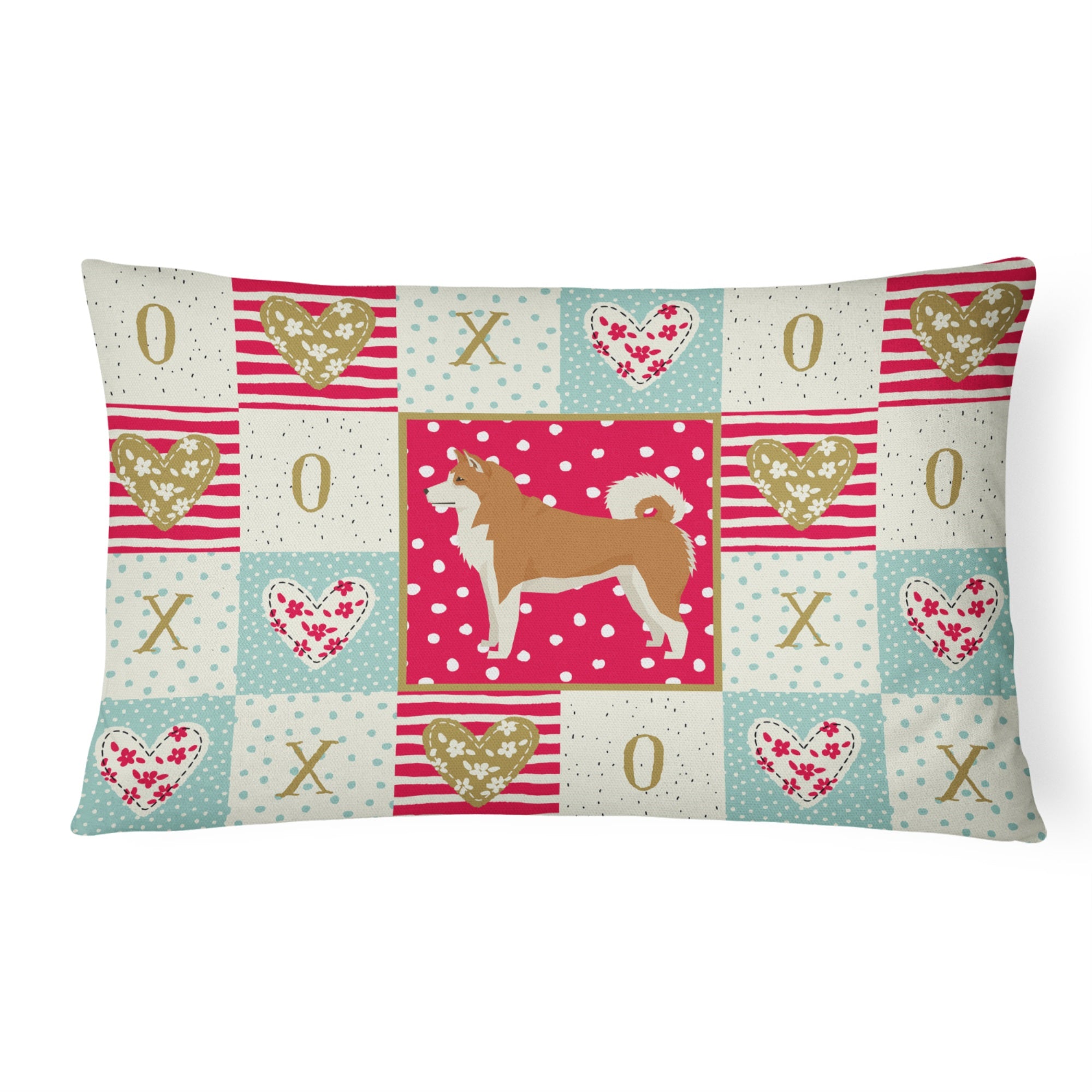 Akita Love Canvas Fabric Decorative Pillow