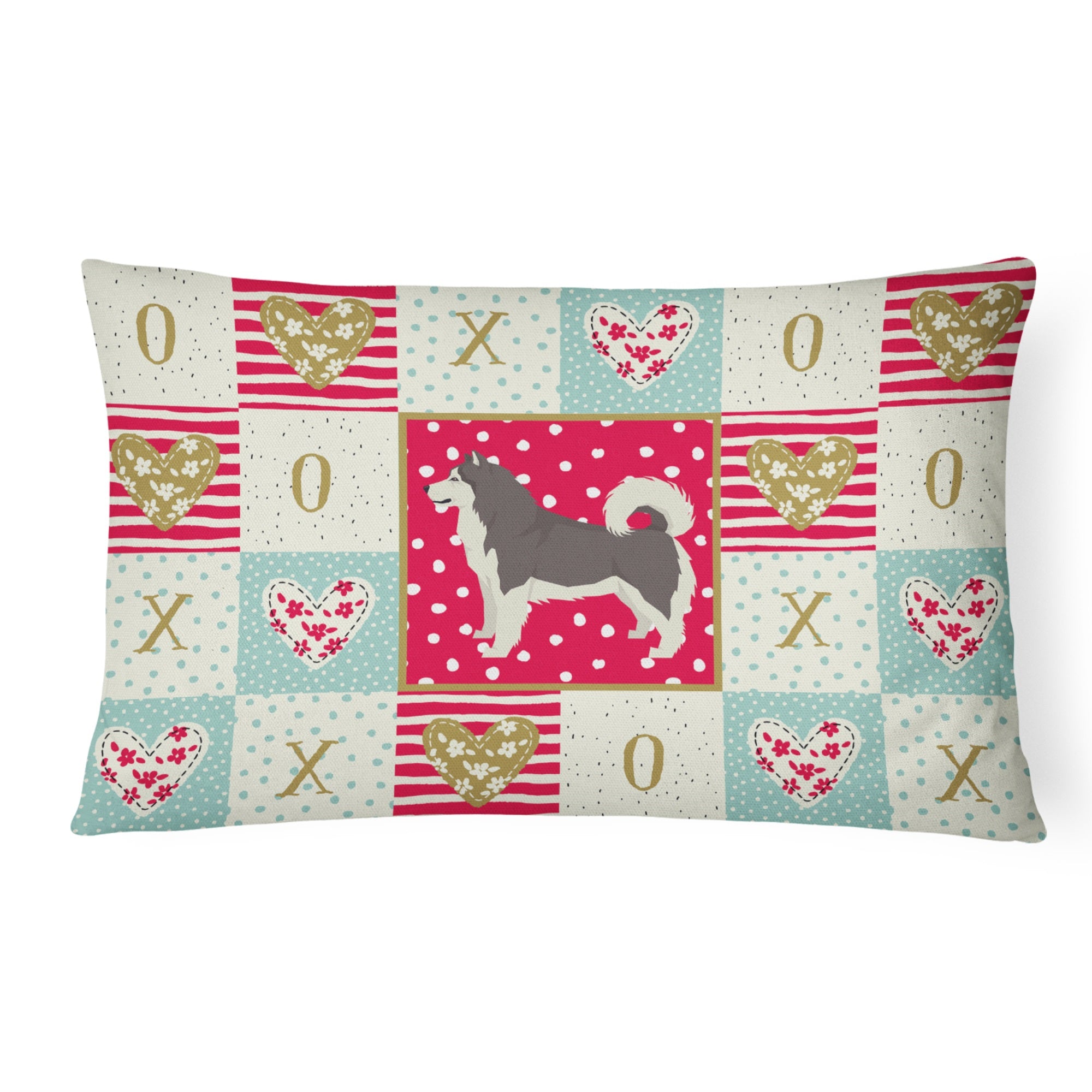 Alaskan Malamute Love Canvas Fabric Decorative Pillow