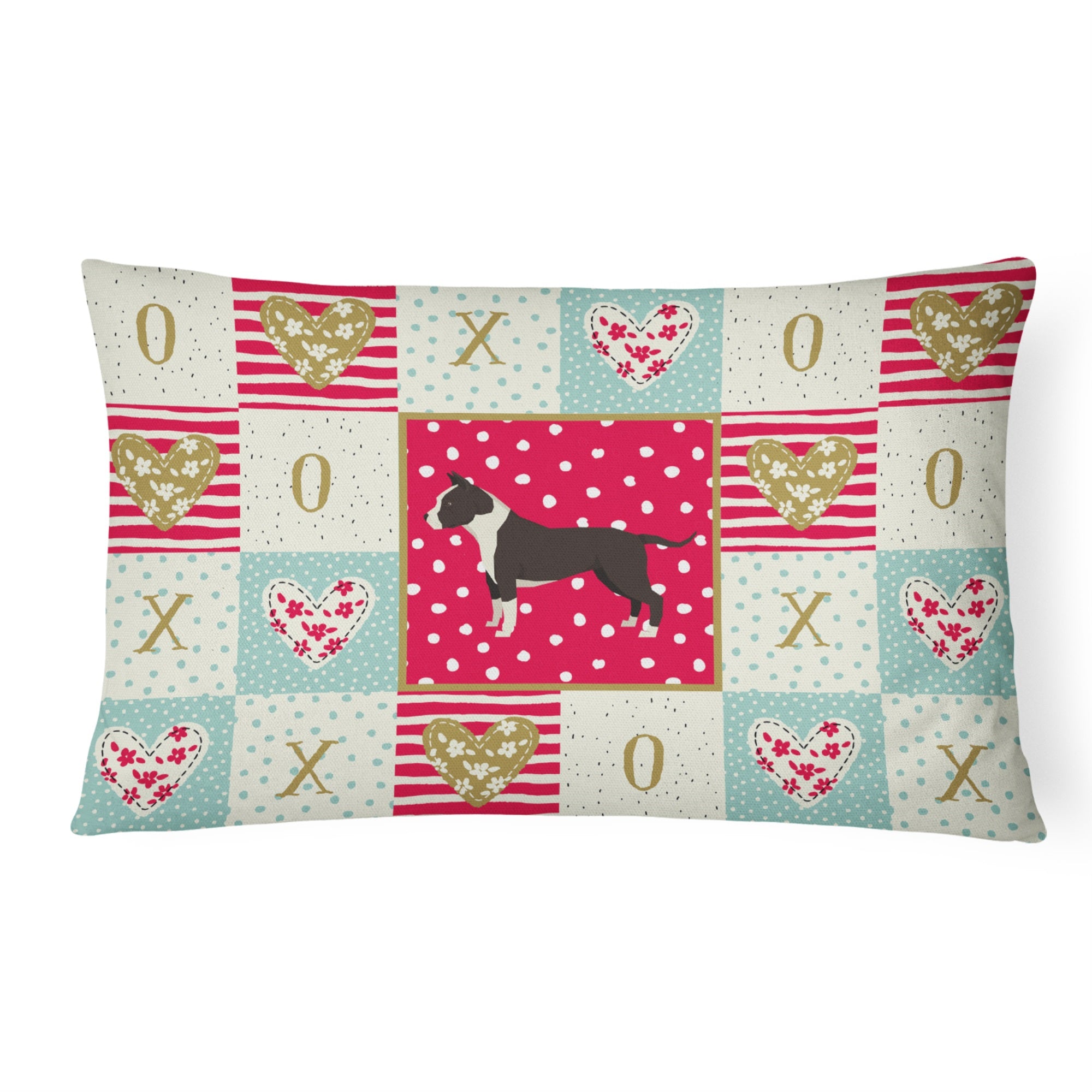 American Staffordshire Terrier Love Canvas Fabric Decorative Pillow