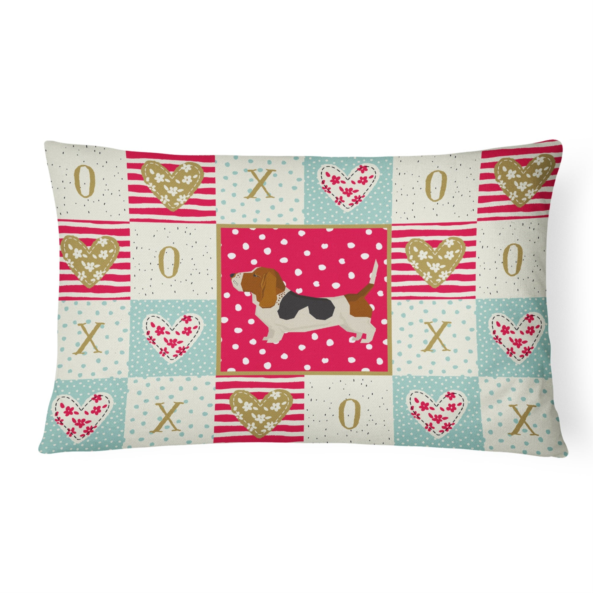Basset Hound Love Canvas Fabric Decorative Pillow