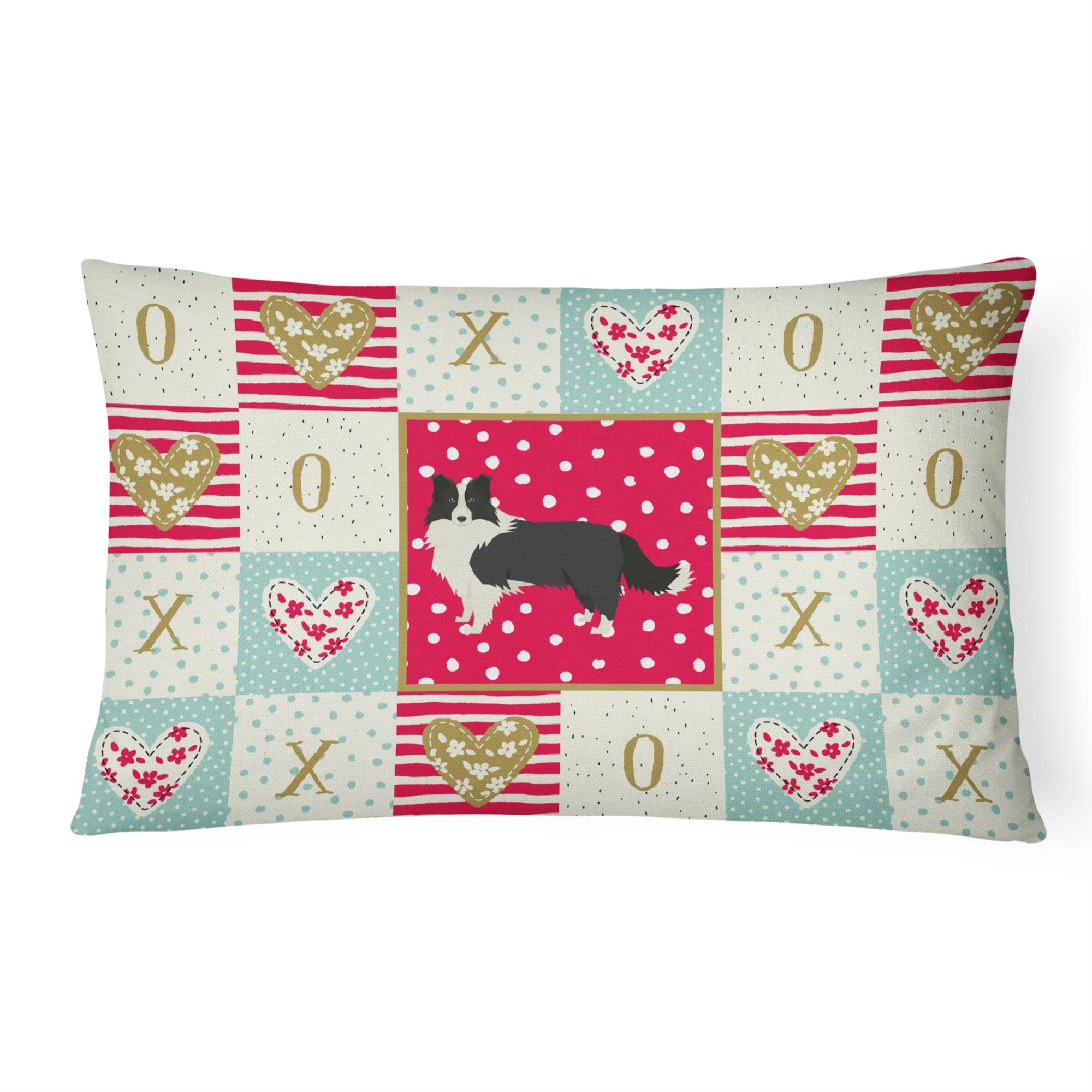 Border Collie Love Canvas Fabric Decorative Pillow