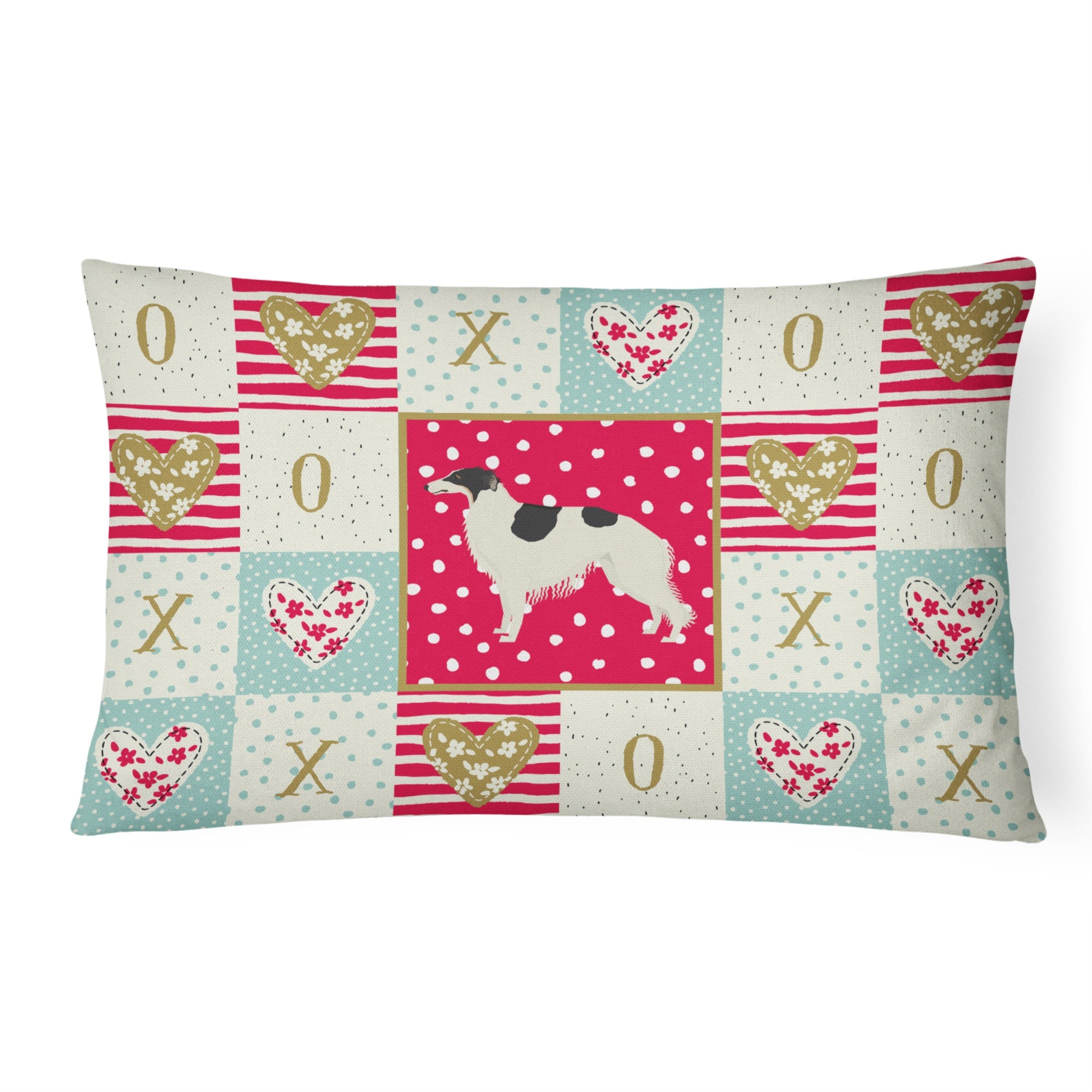 Borzoi Love Canvas Fabric Decorative Pillow