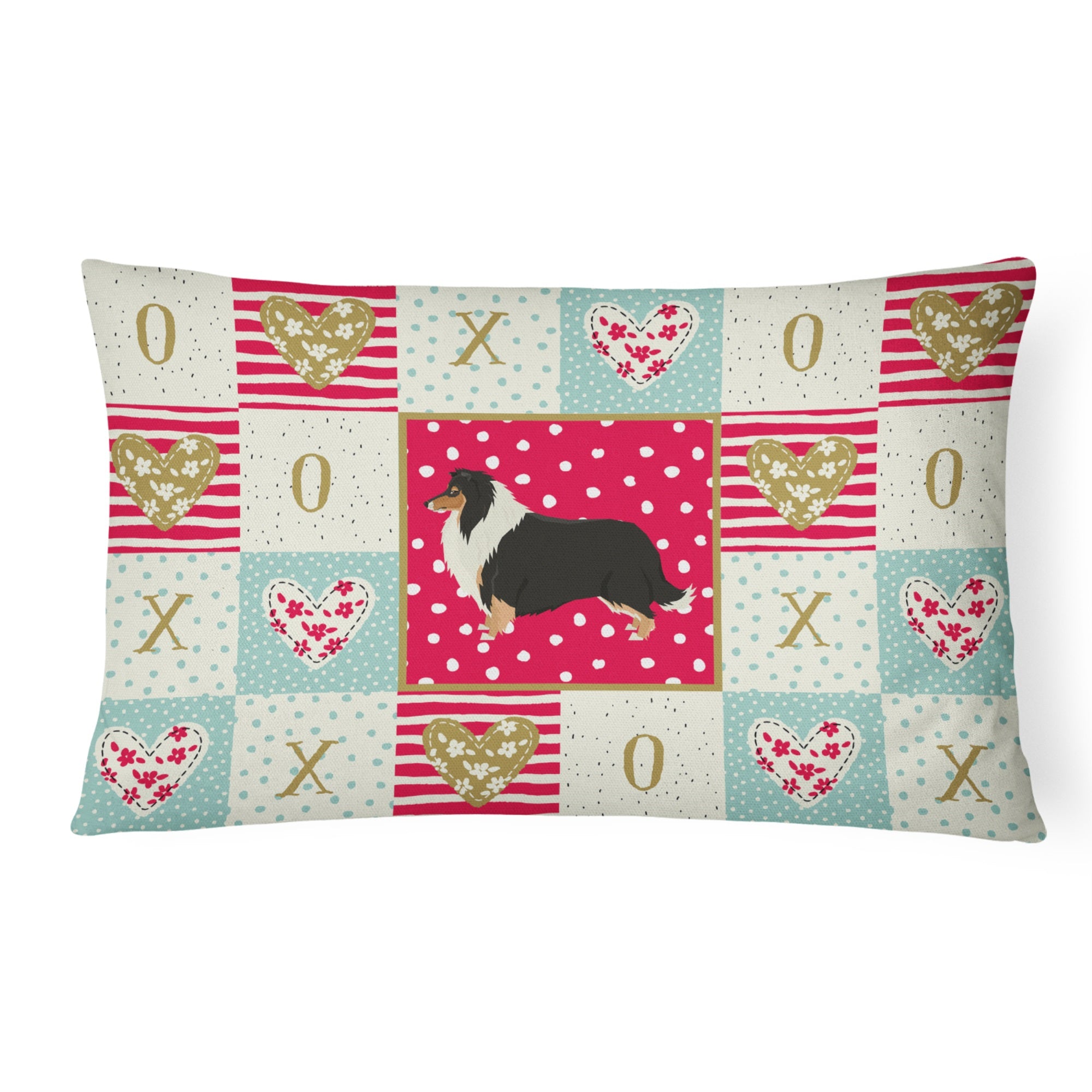 Collie Love Canvas Fabric Decorative Pillow