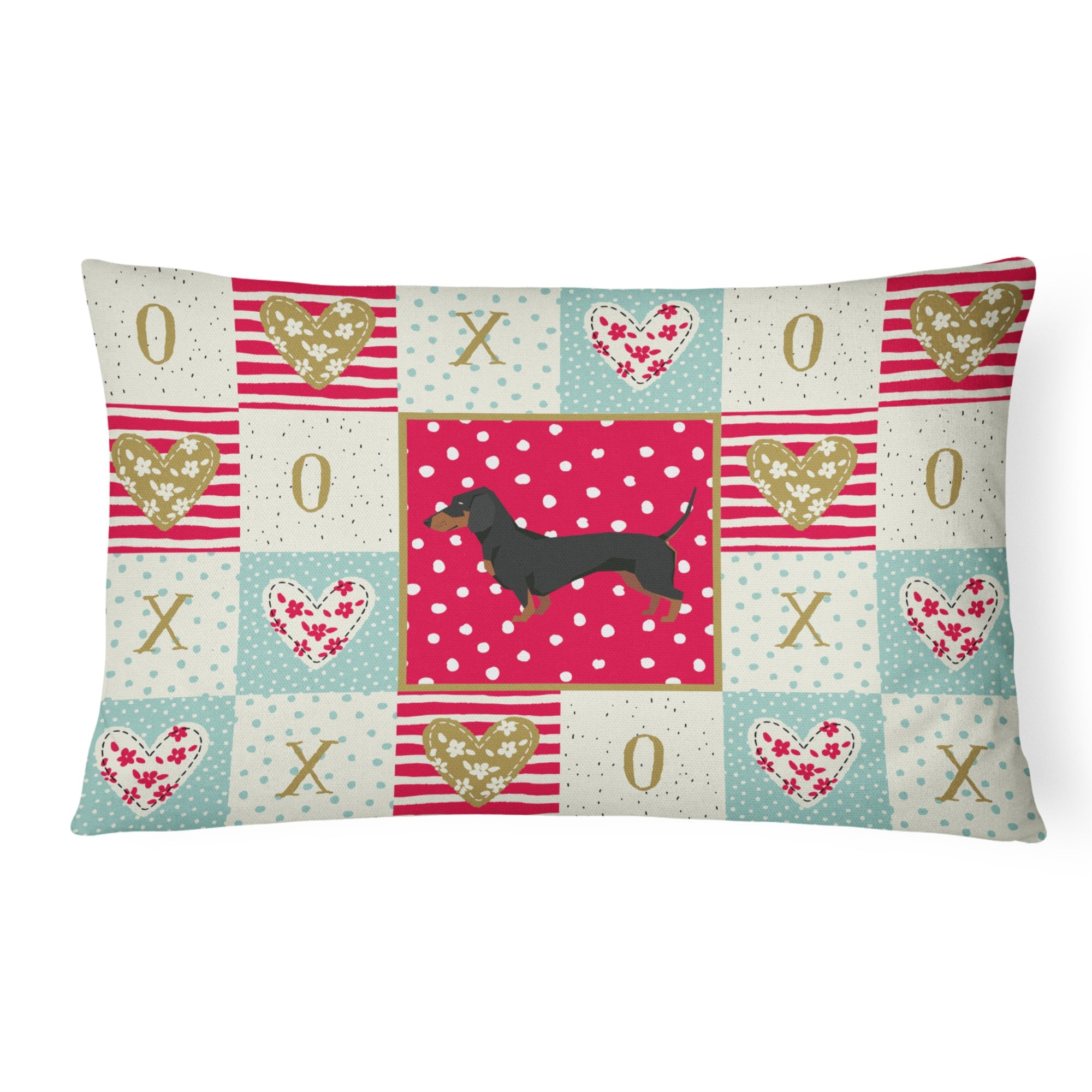 Dachshund Love Canvas Fabric Decorative Pillow