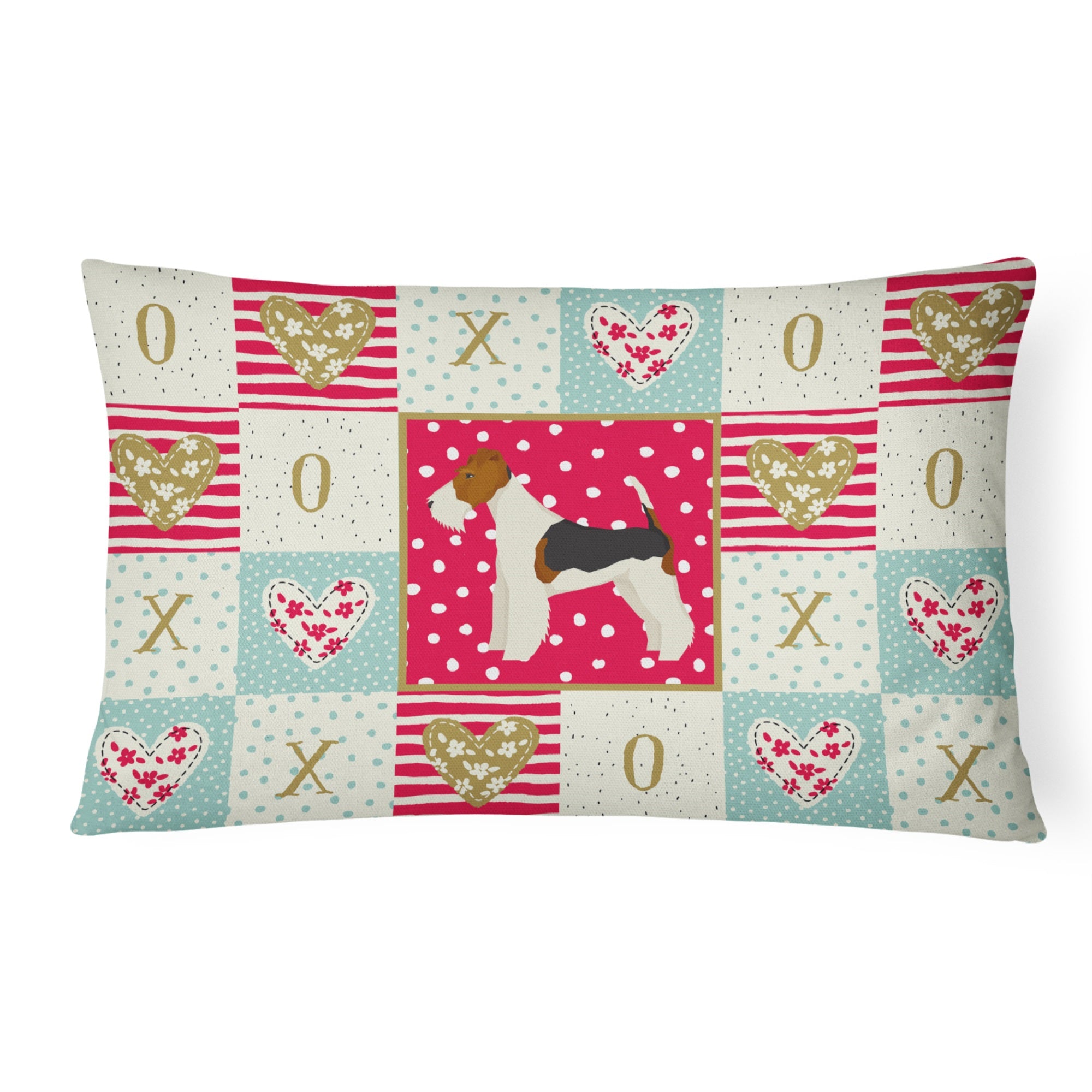 Fox Terrier Love Canvas Fabric Decorative Pillow
