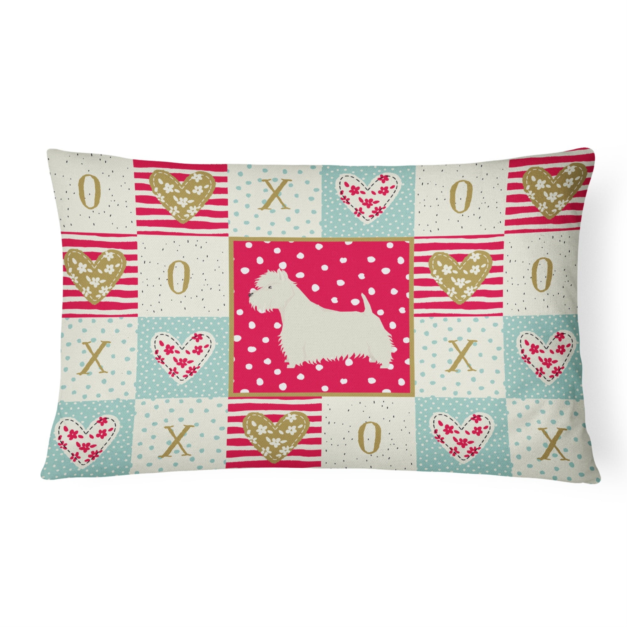 Westie Love Canvas Fabric Decorative Pillow