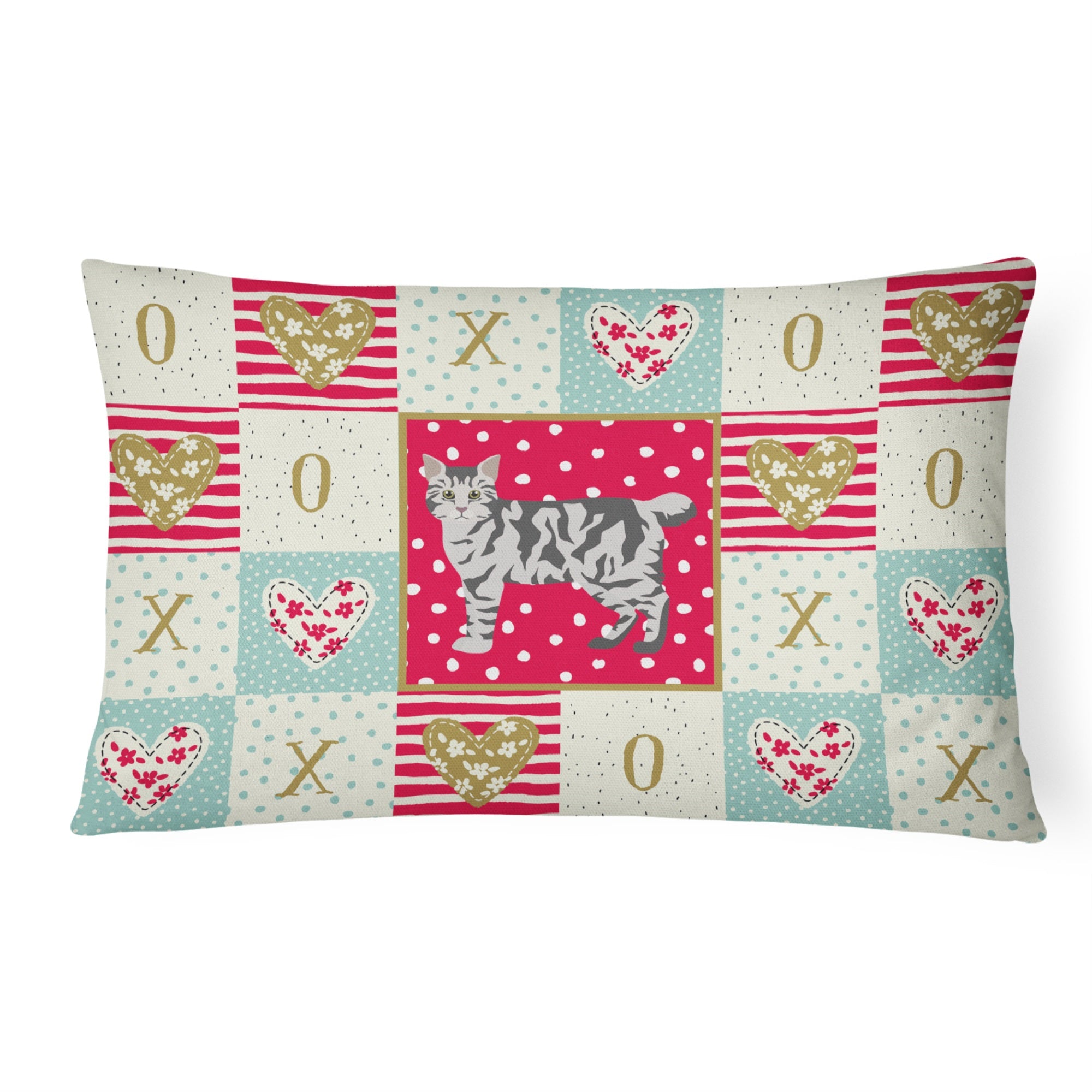 American Bobtail #1 Cat Love Canvas Fabric Decorative Pillow
