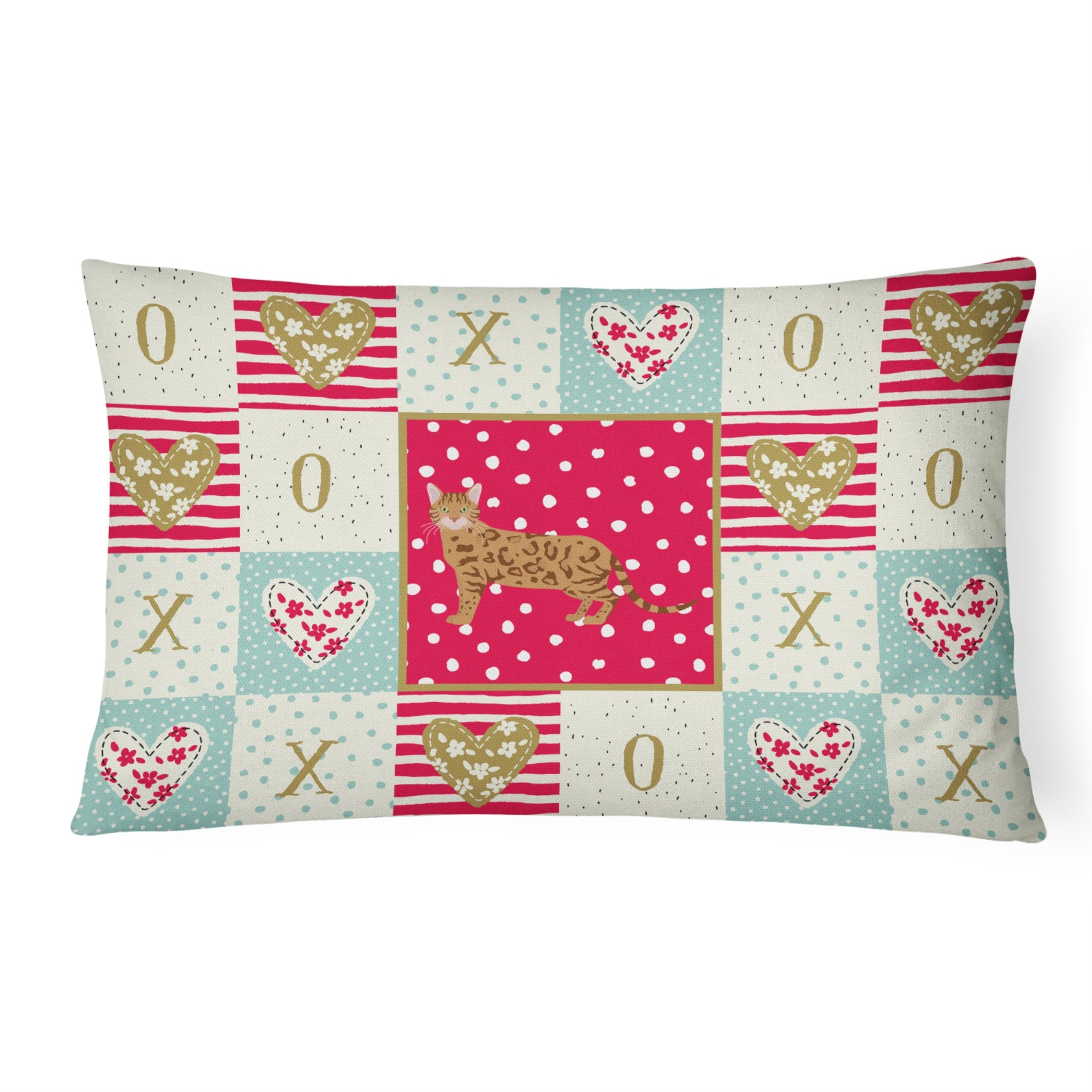 Bengal #2 Cat Love Canvas Fabric Decorative Pillow