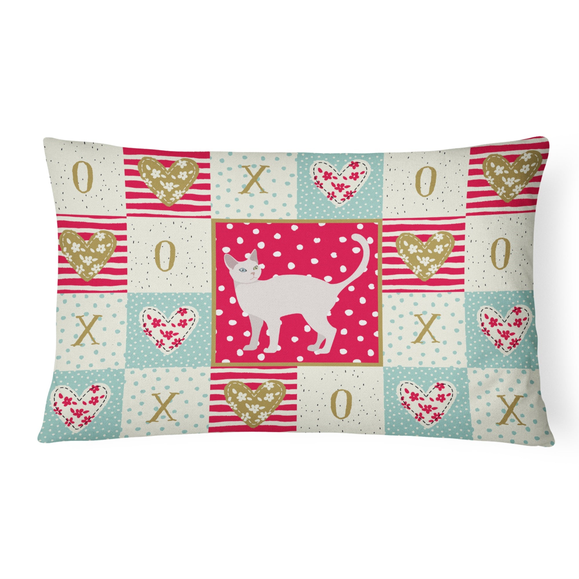 Khao Manee #2 Cat Love Canvas Fabric Decorative Pillow