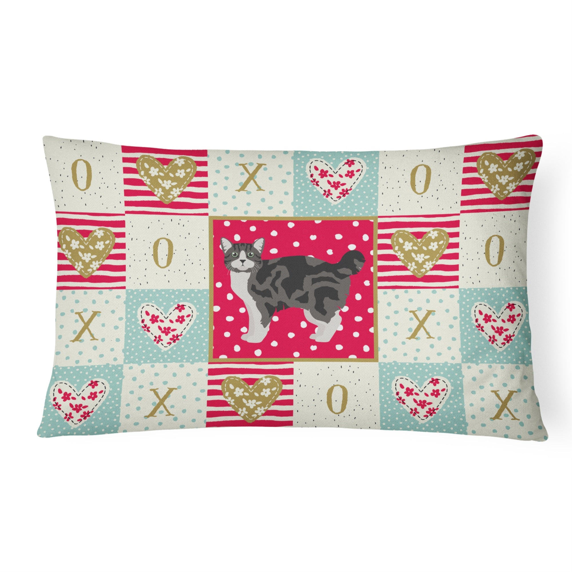 Manx #1 Cat Love Canvas Fabric Decorative Pillow