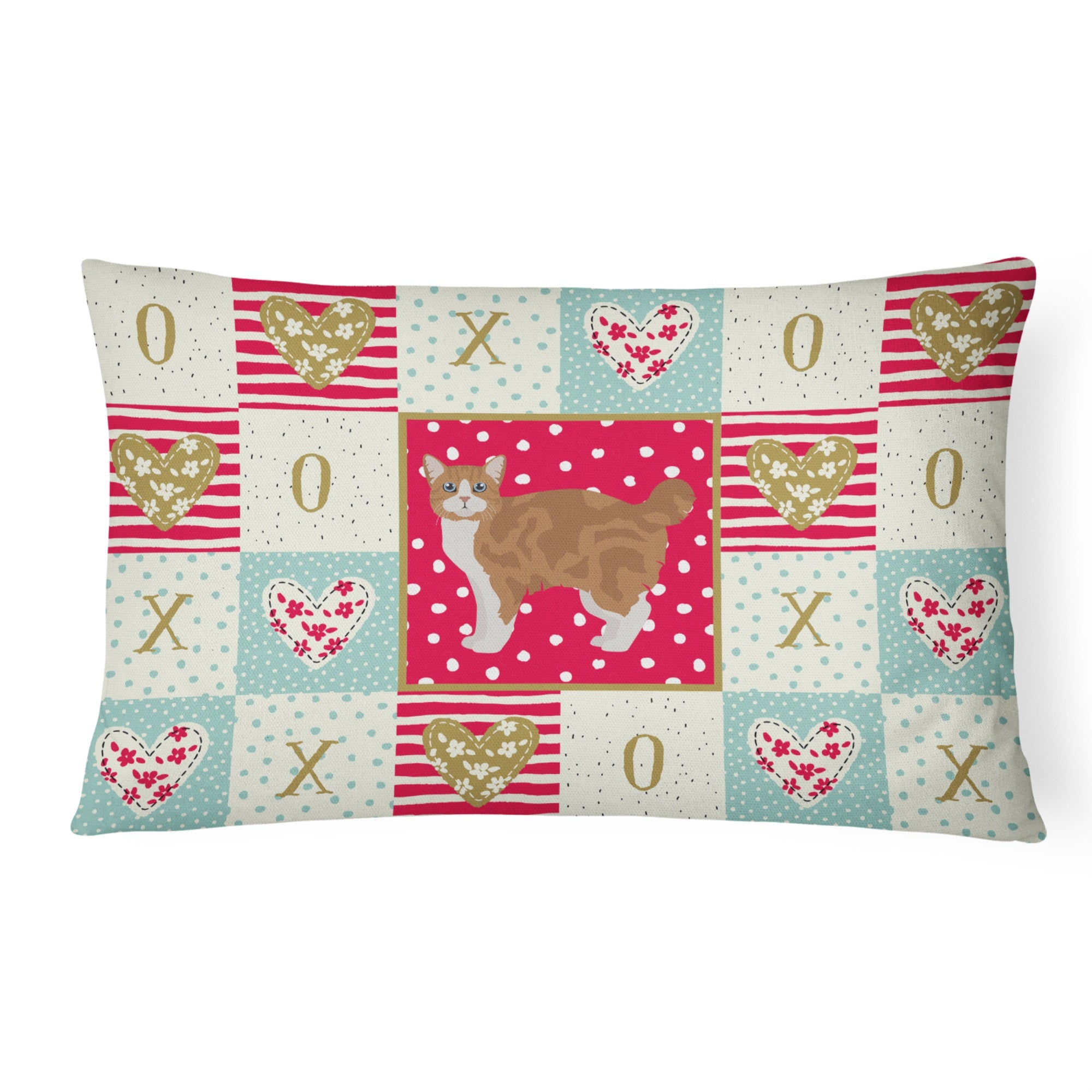 Manx #2 Cat Love Canvas Fabric Decorative Pillow