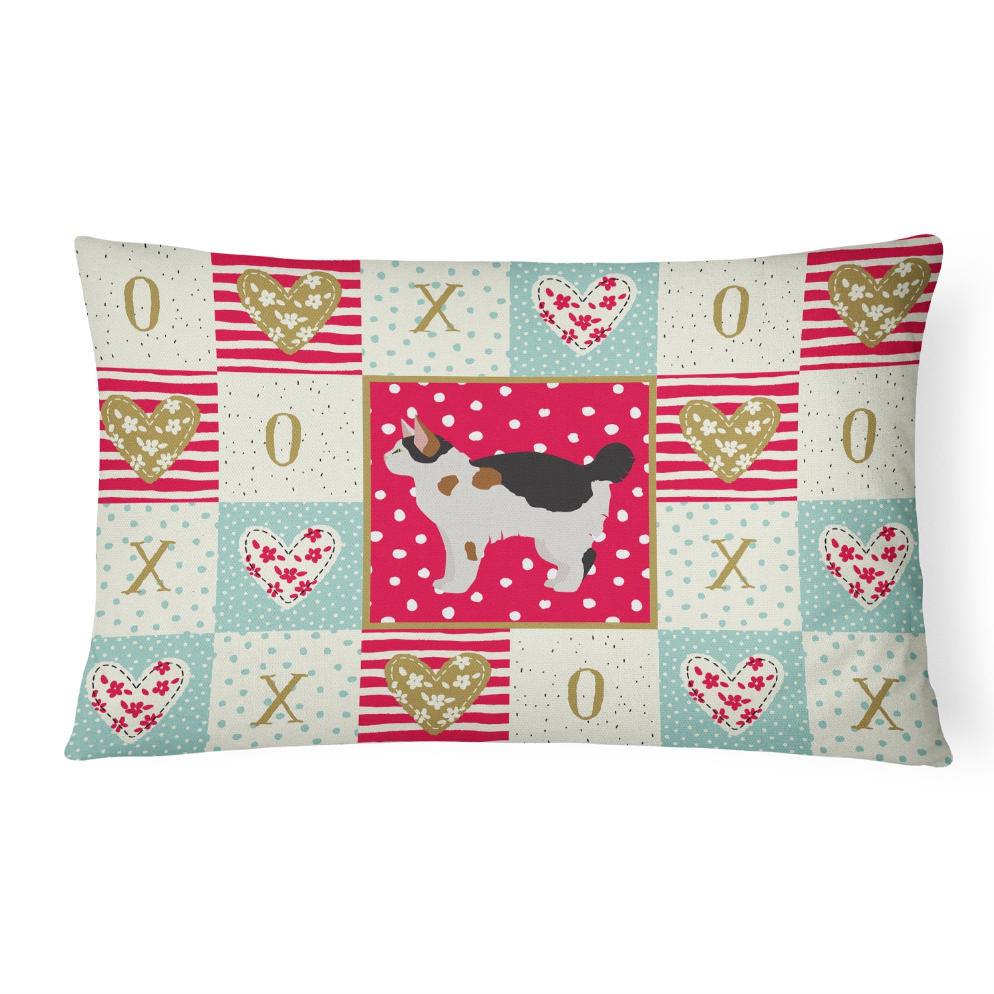 Manx #3 Cat Love Canvas Fabric Decorative Pillow