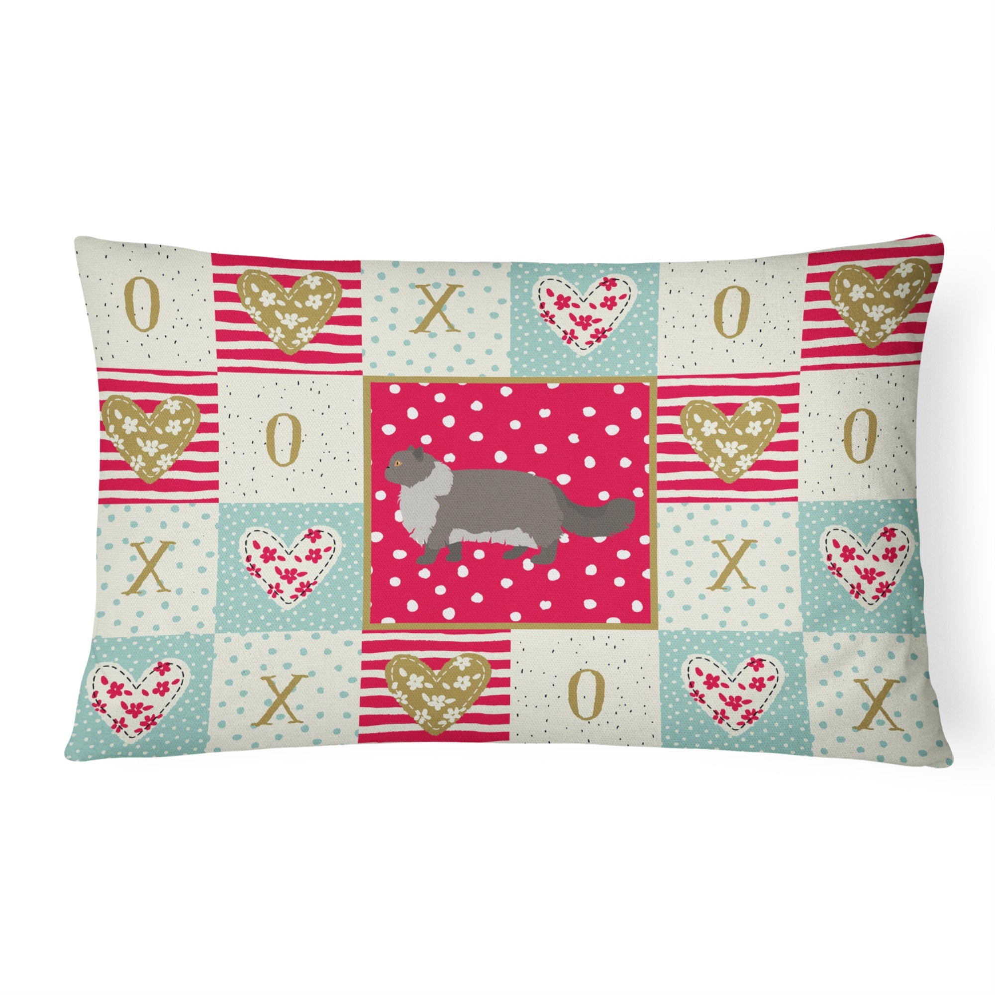 Persian Modern #2 Cat Love Canvas Fabric Decorative Pillow