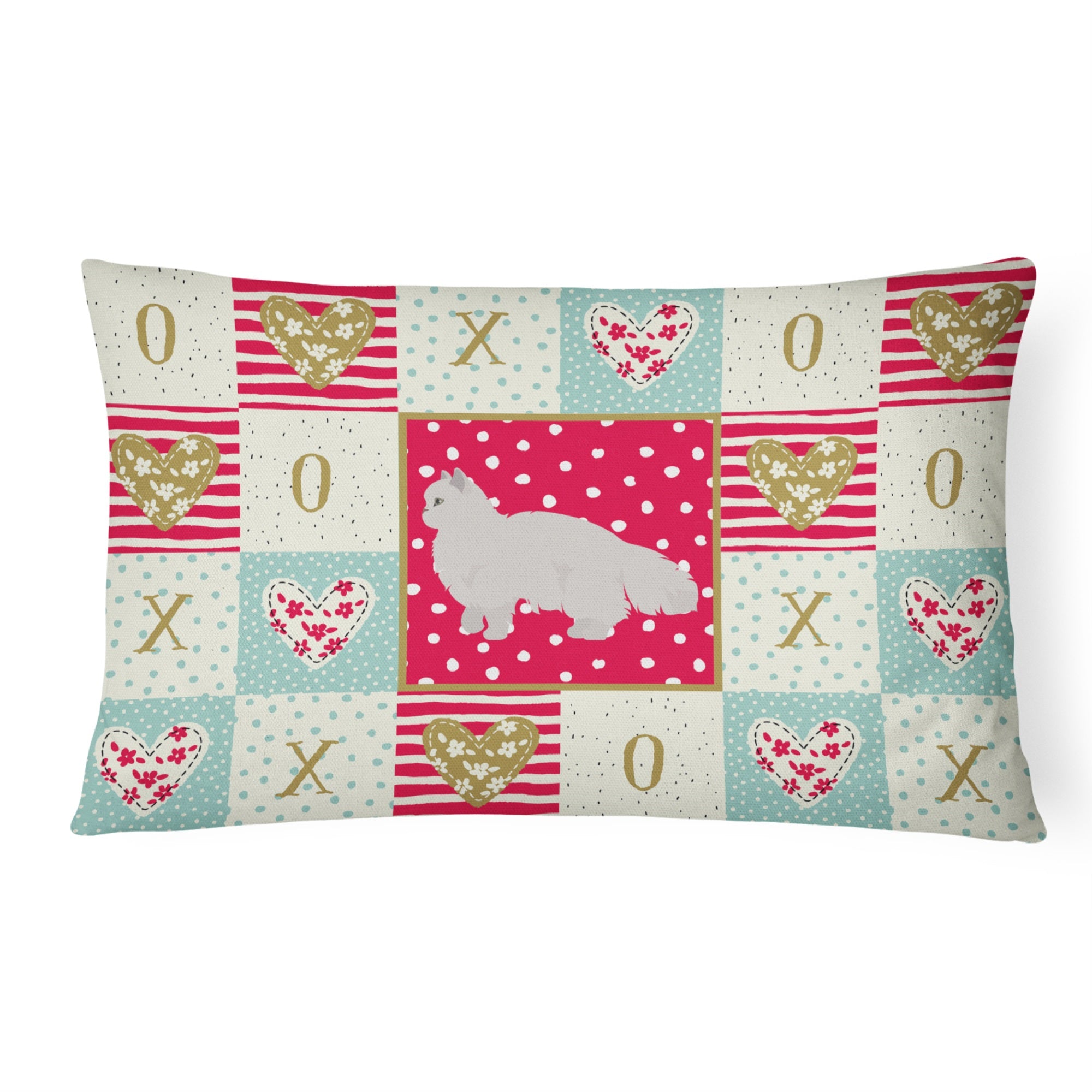 White Persian Traditional Cat Love Canvas Fabric Decorative Pillow