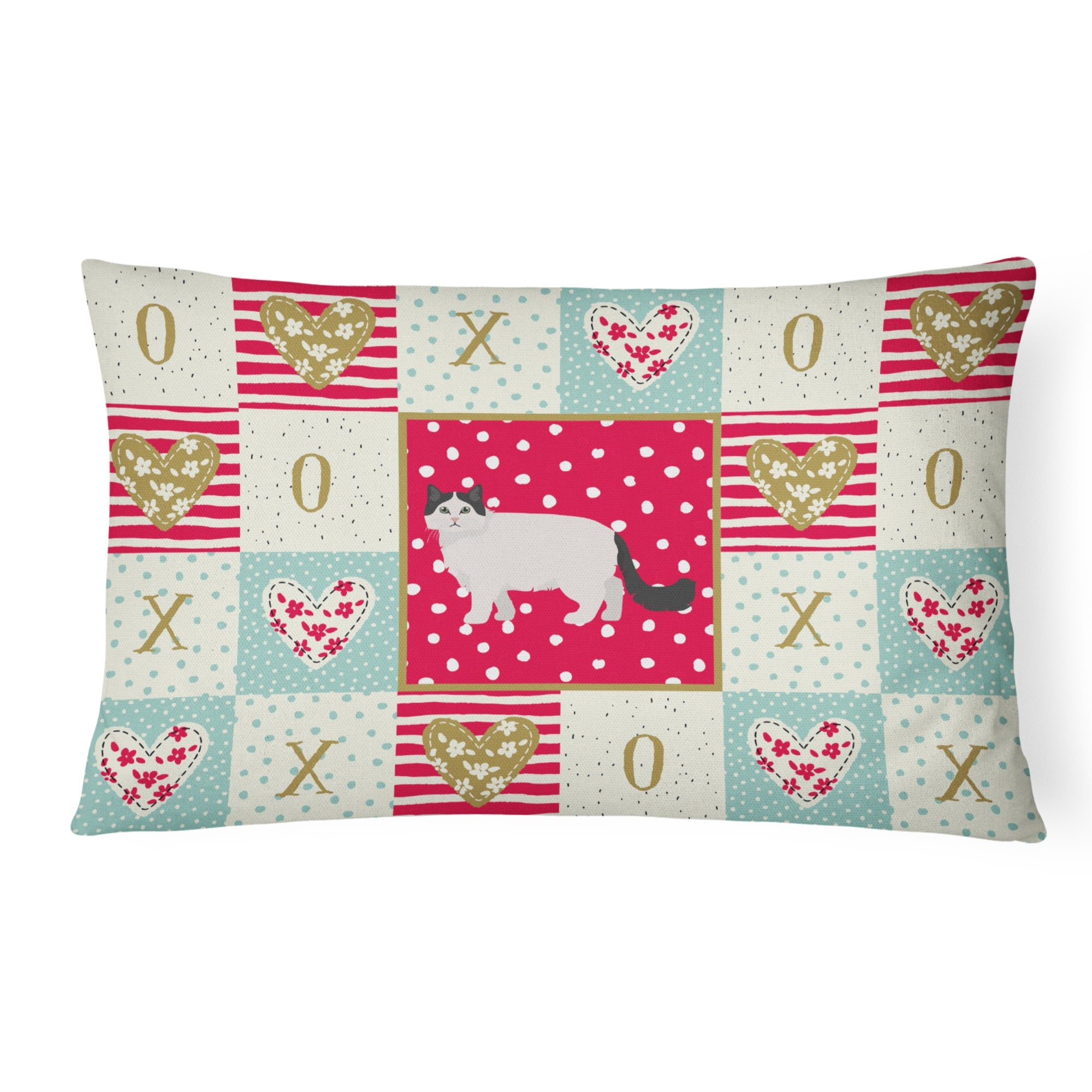 Ragamuffin #1 Cat Love Canvas Fabric Decorative Pillow