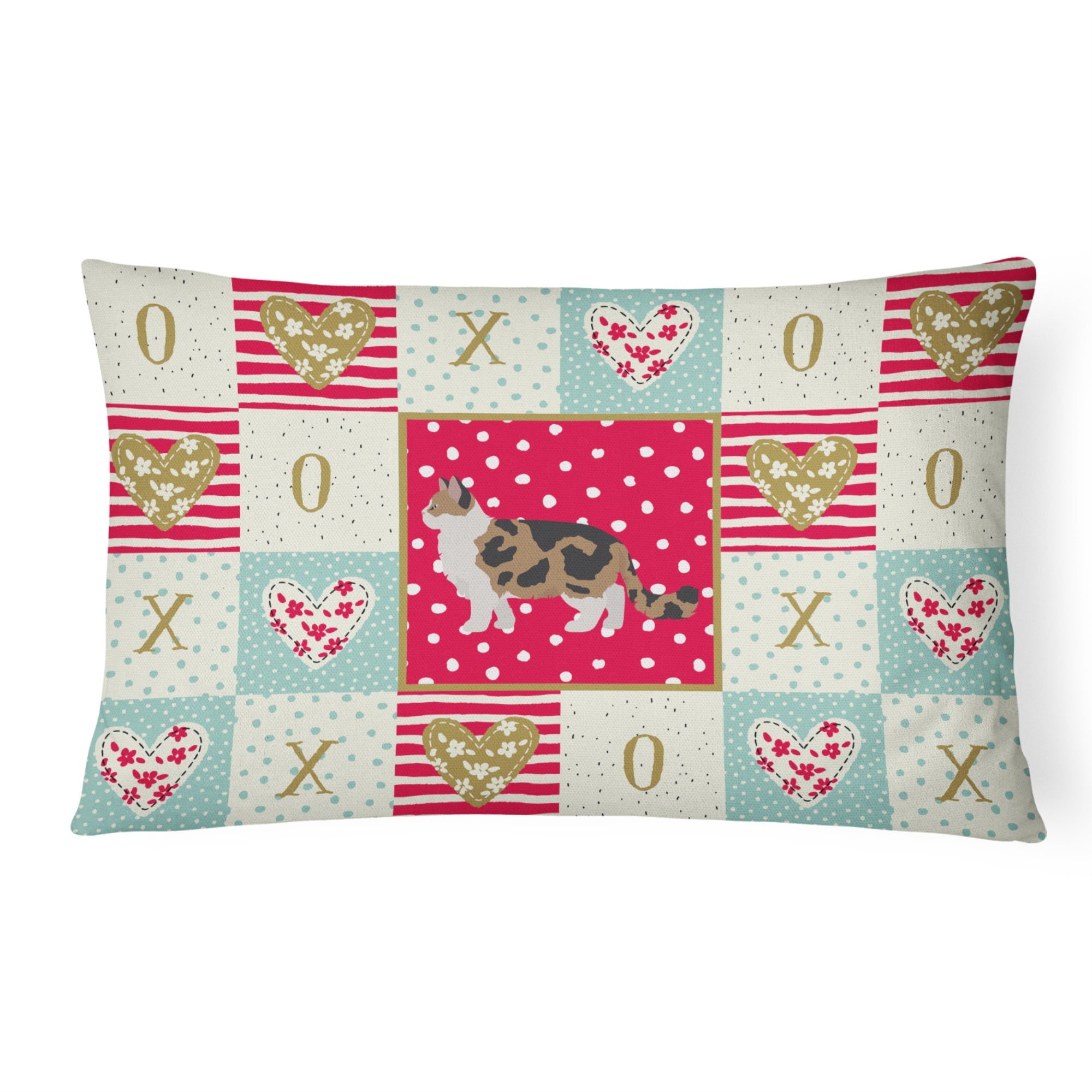 Ragamuffin #2 Cat Love Canvas Fabric Decorative Pillow