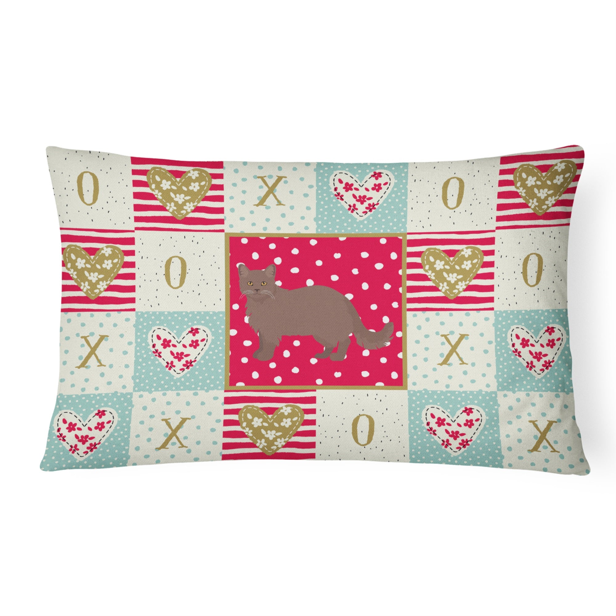 York Chocolate #1 Cat Love Canvas Fabric Decorative Pillow