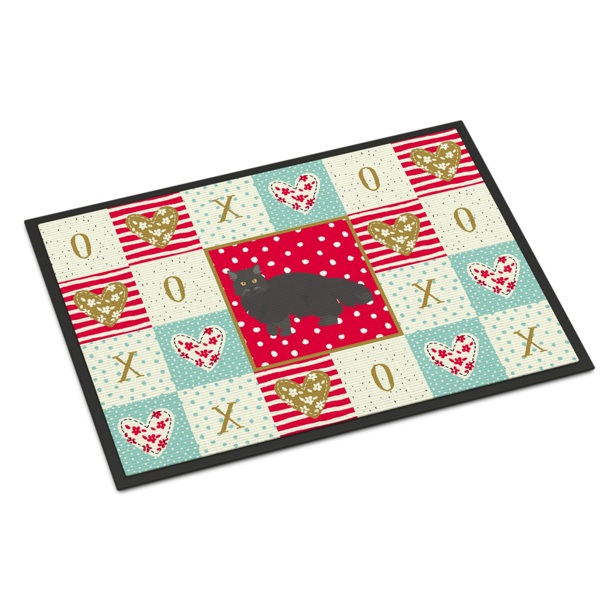 Black Persian Traditional Cat Love Indoor Or Outdoor Mat 24X36