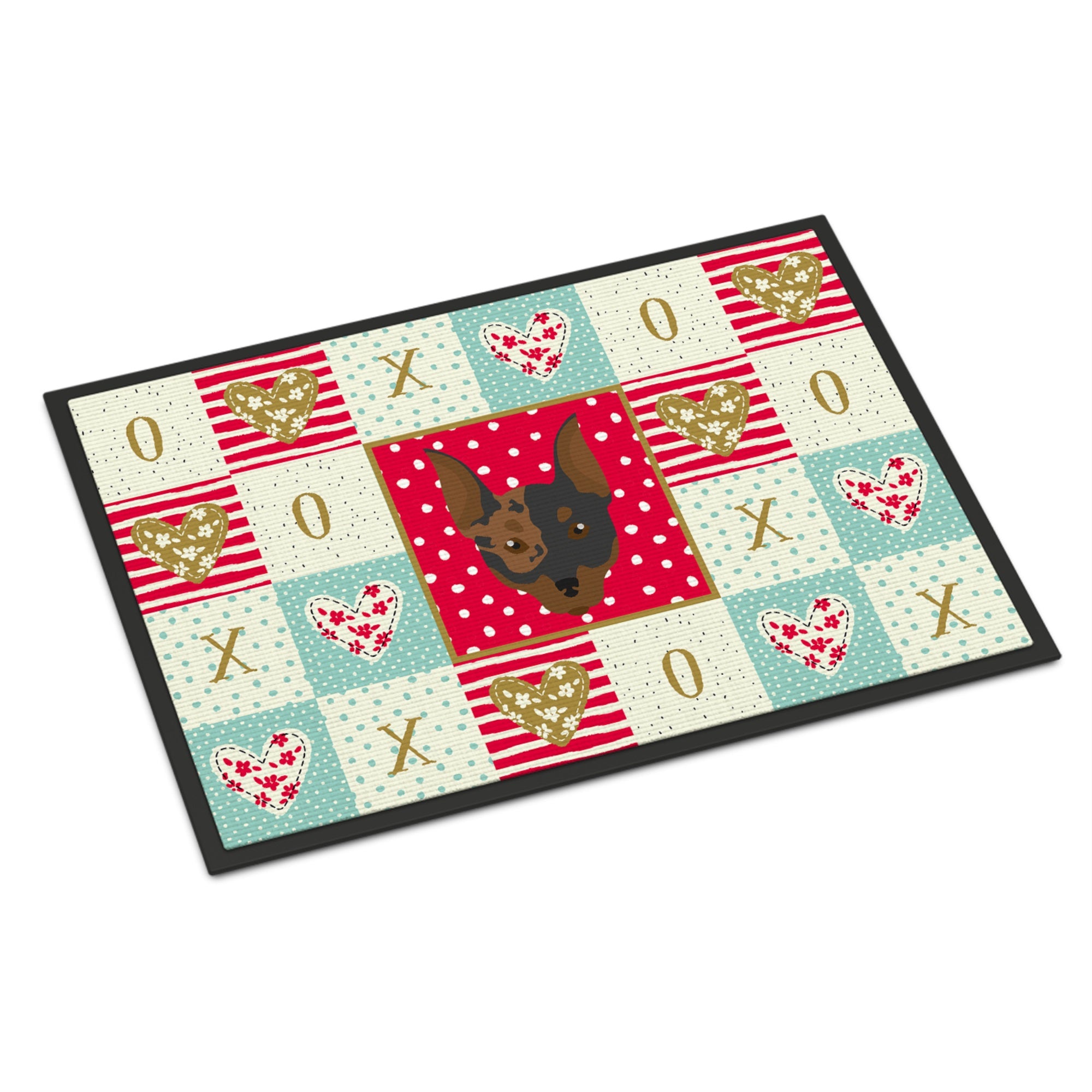 Harlequin Pinscher Love Indoor Or Outdoor Mat 18X27