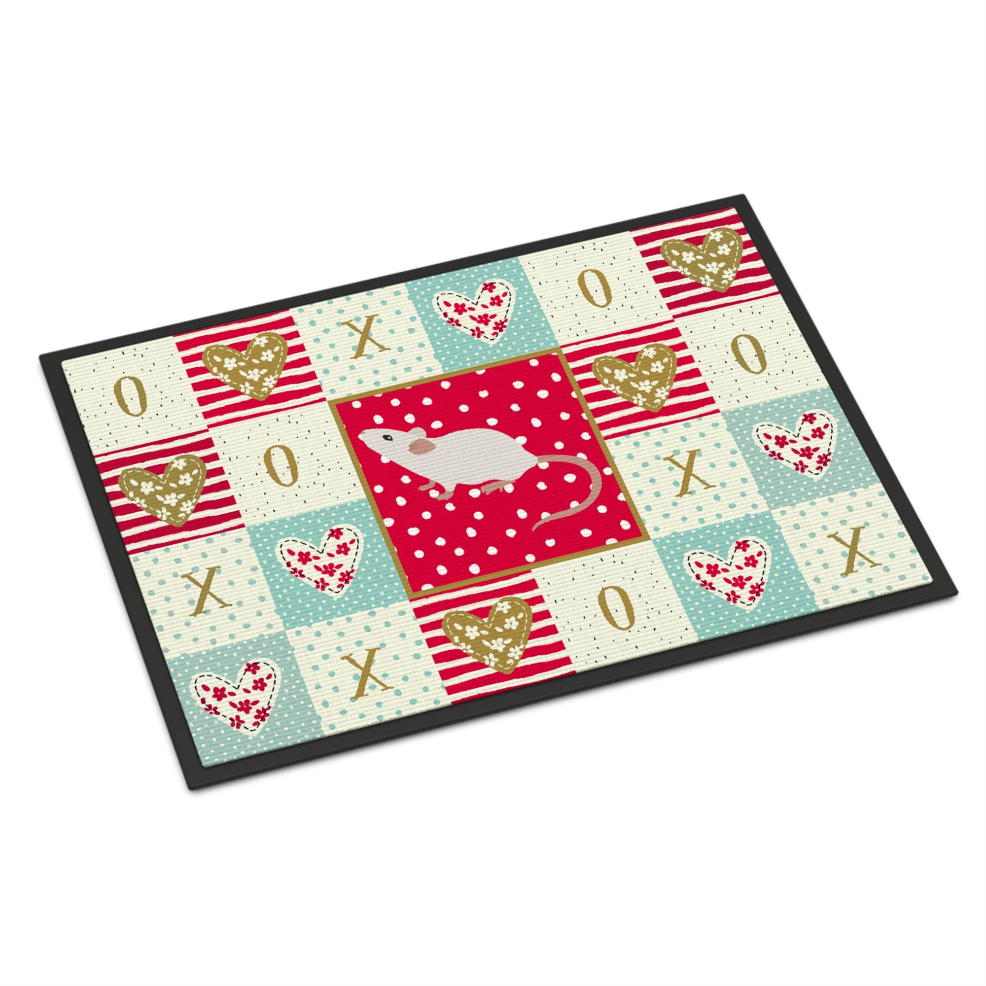 White Domestic Mouse Love Indoor Or Outdoor Mat 18X27