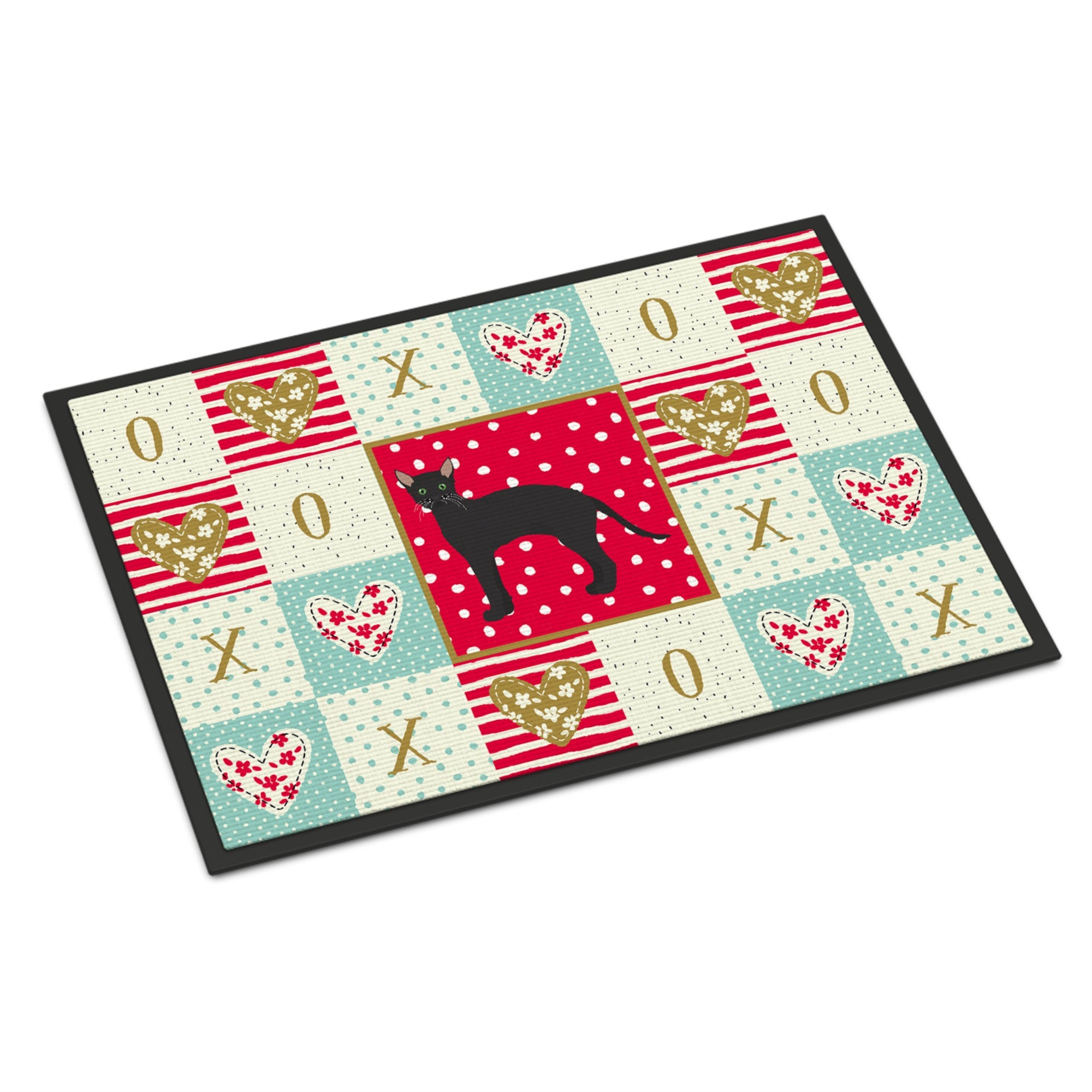 Black German Rex Cat Love Indoor Or Outdoor Mat 18X27