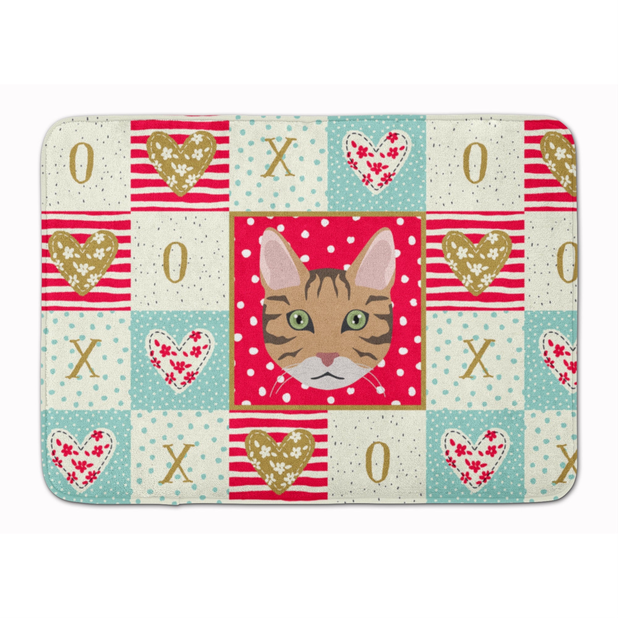 California Spangled Cat Love Machine Washable Memory Foam Mat