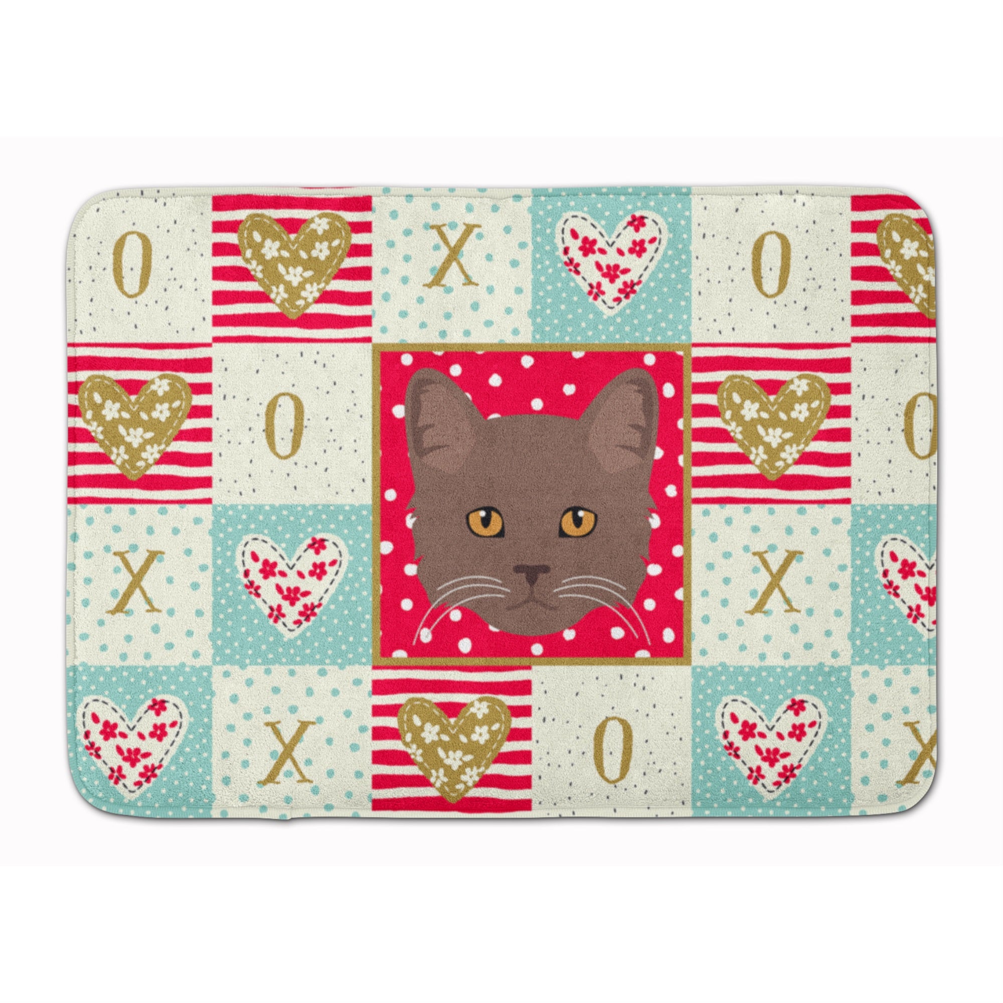 York Chocolate Cat Love Machine Washable Memory Foam Mat