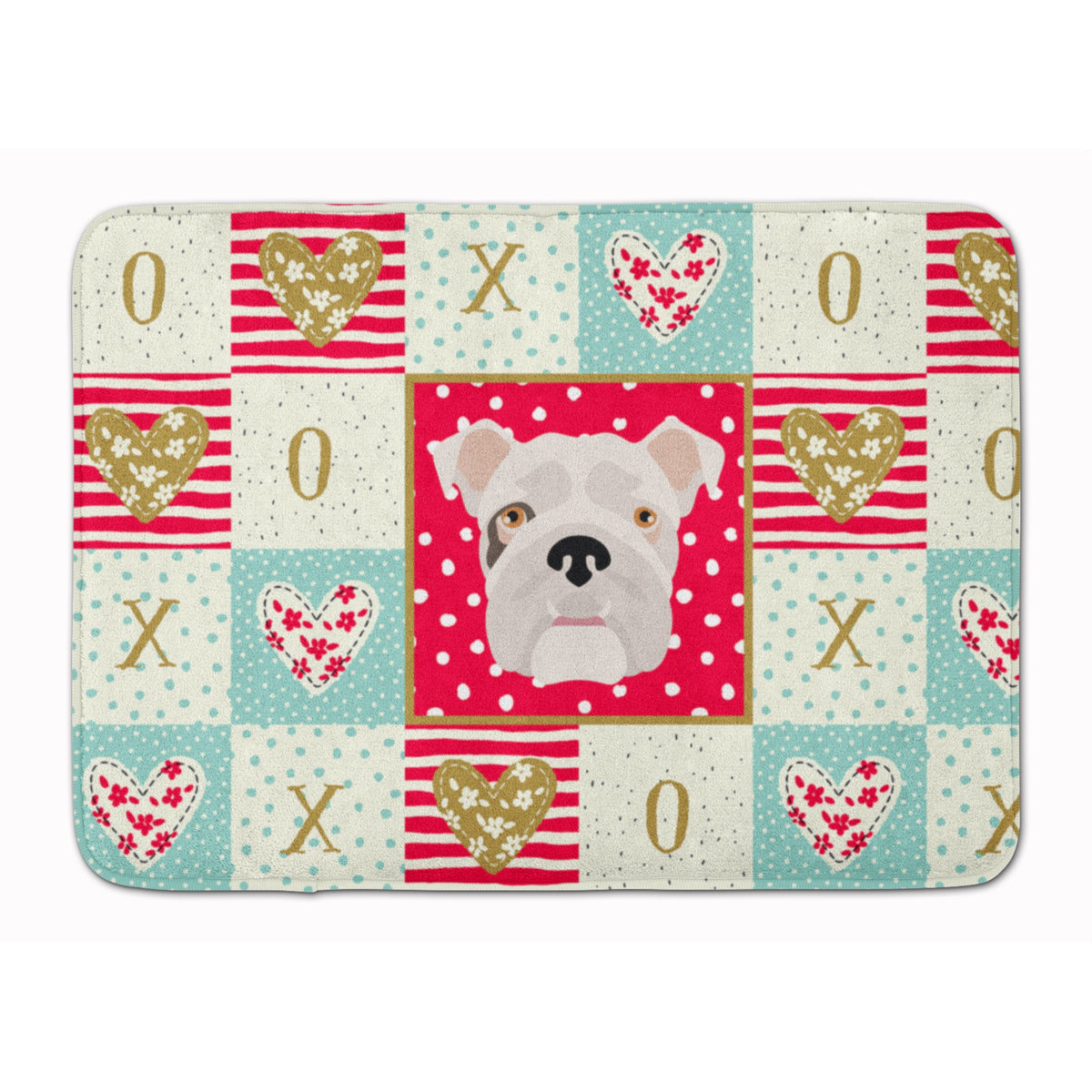English Bulldog Love Machine Washable Memory Foam Mat