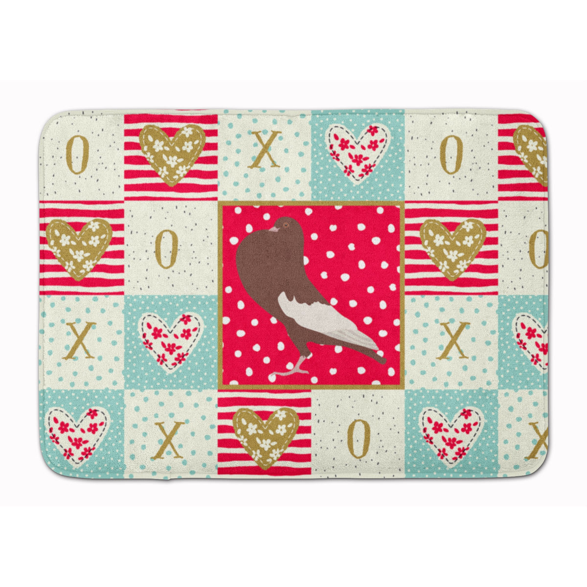 English Pouter Pigeon Love Machine Washable Memory Foam Mat