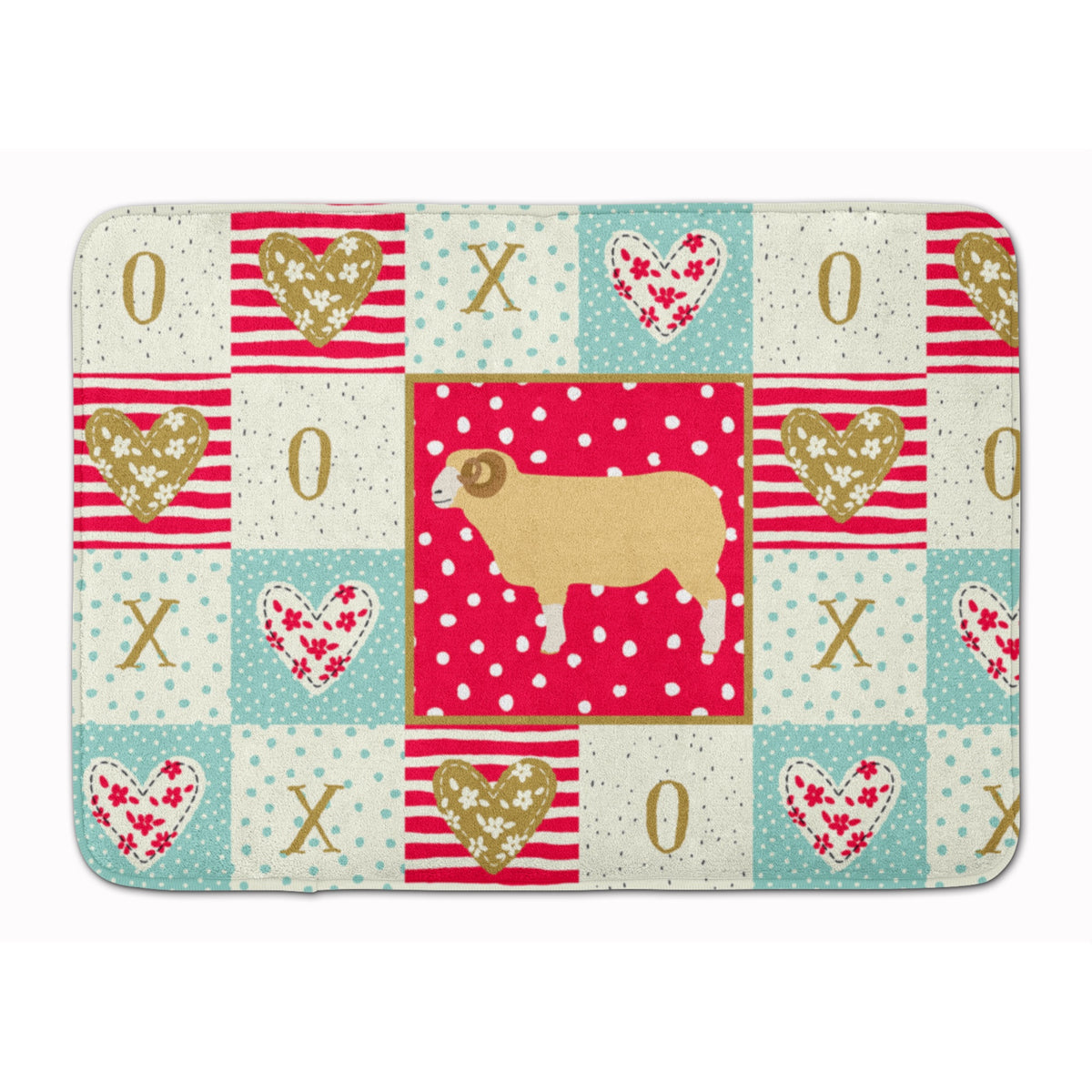 Horned Dorset Sheep Love Machine Washable Memory Foam Mat