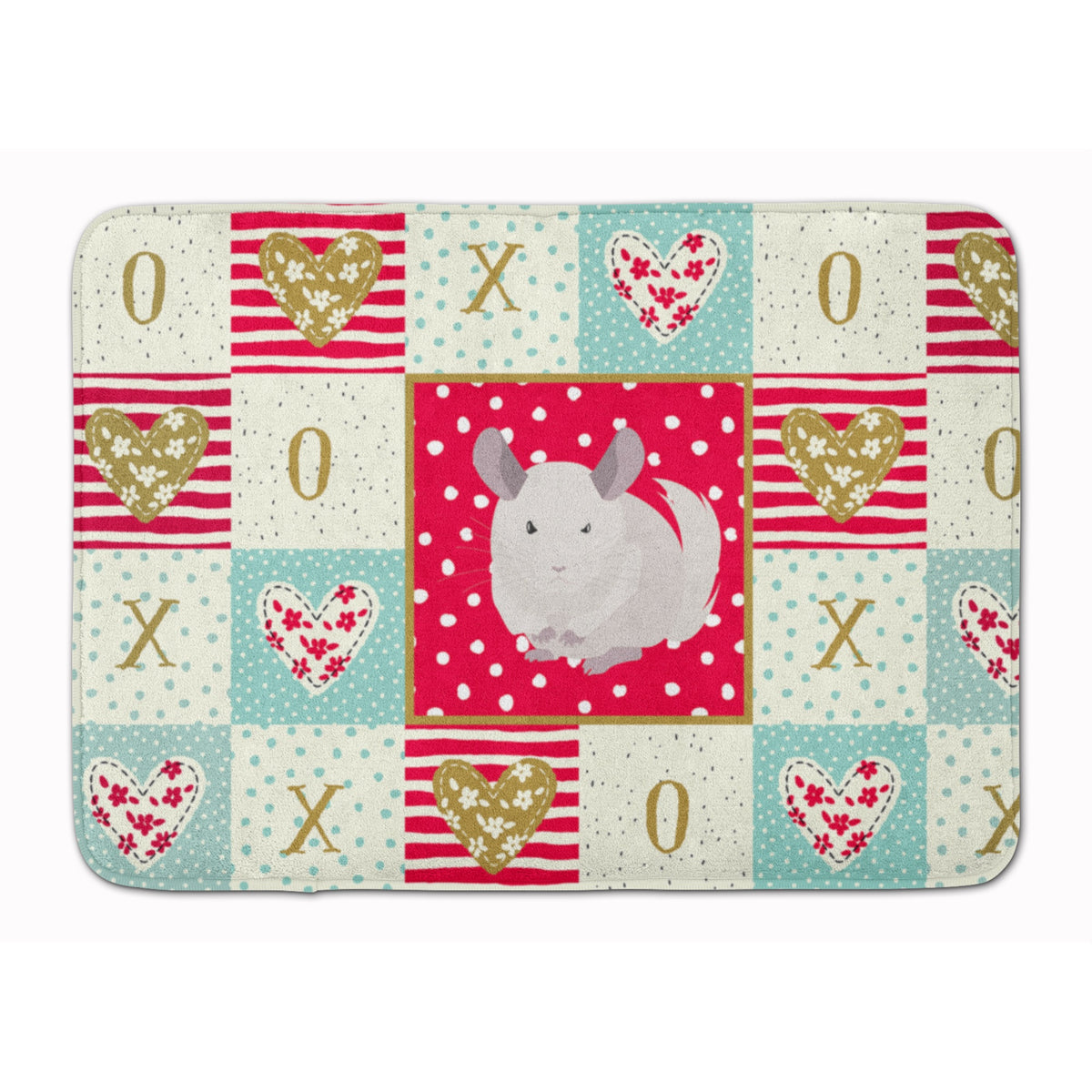 White Dominant Chinchilla Love Machine Washable Memory Foam Mat