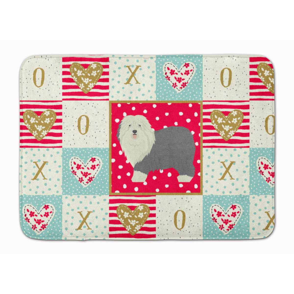 Old English Sheepdog Love Machine Washable Memory Foam Mat