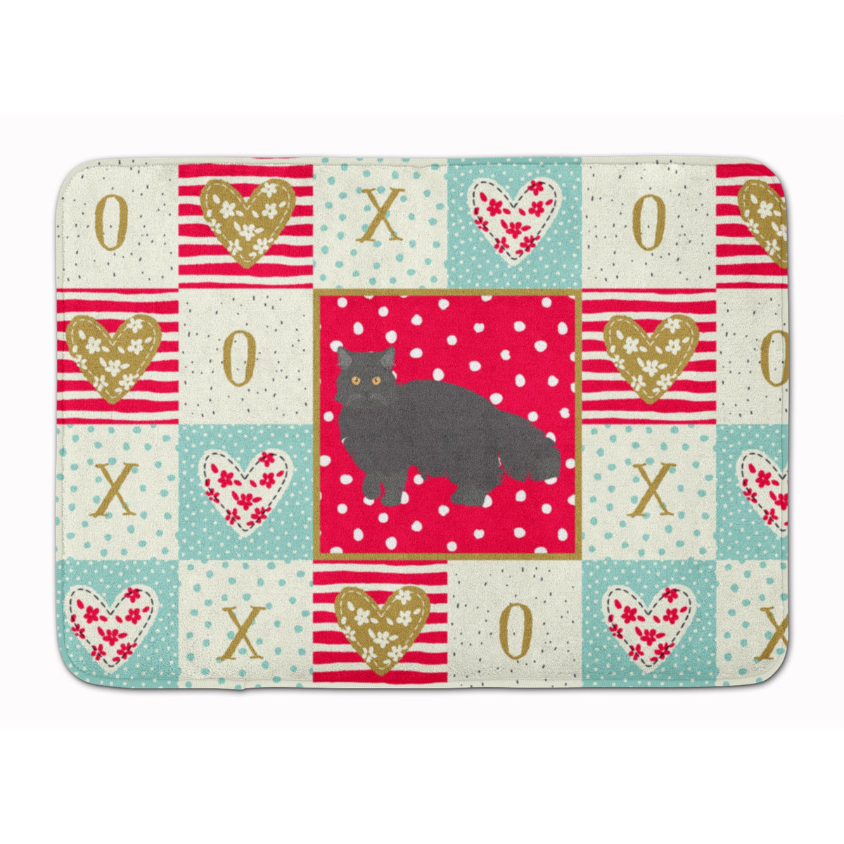 Black Persian Traditional Cat Love Machine Washable Memory Foam Mat