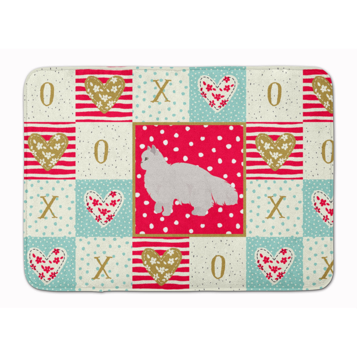 White Persian Traditional Cat Love Machine Washable Memory Foam Mat