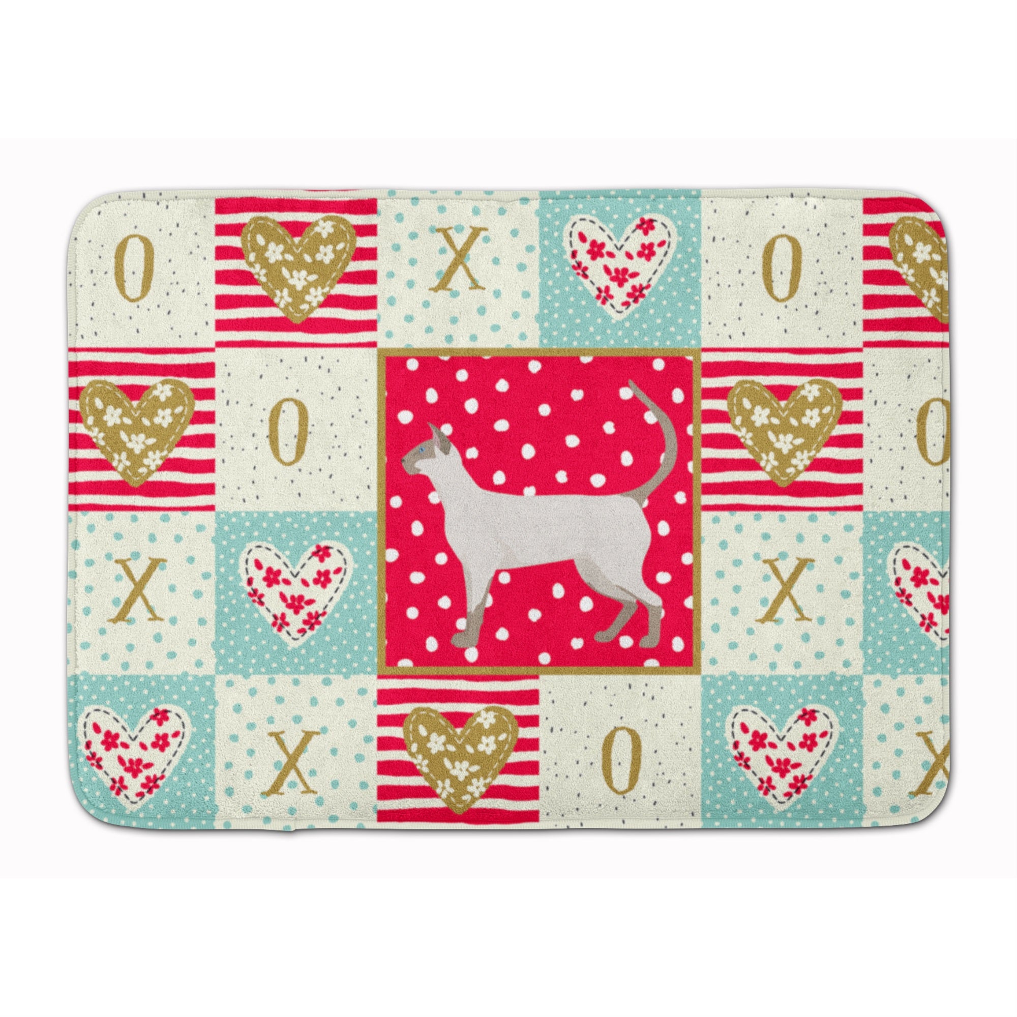 Siamese Modern #1 Cat Love Machine Washable Memory Foam Mat