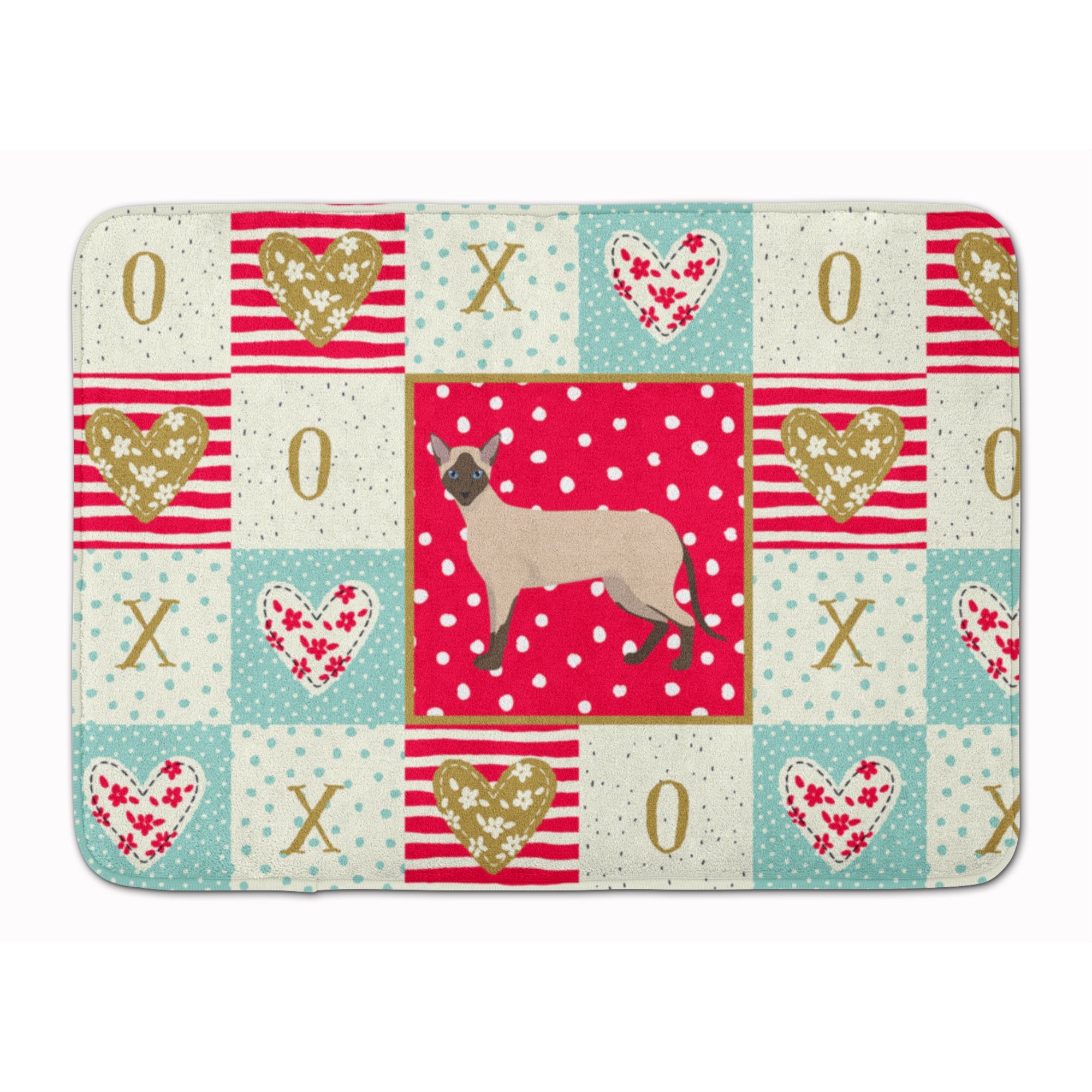 Siamese Modern #2 Cat Love Machine Washable Memory Foam Mat