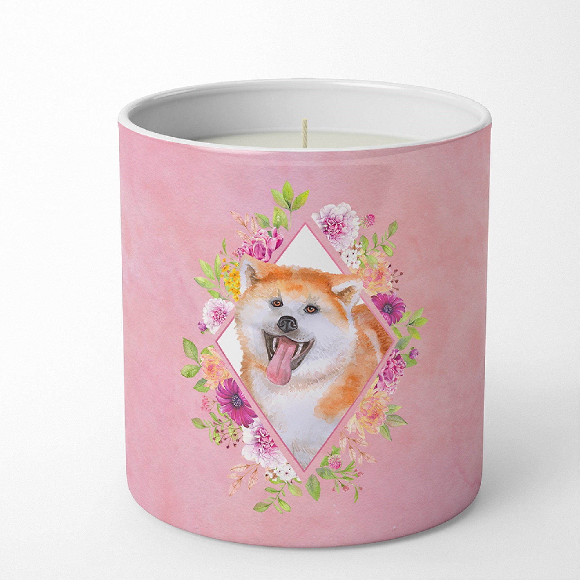 Akita Pink Flowers 10 Oz Decorative Soy Candle
