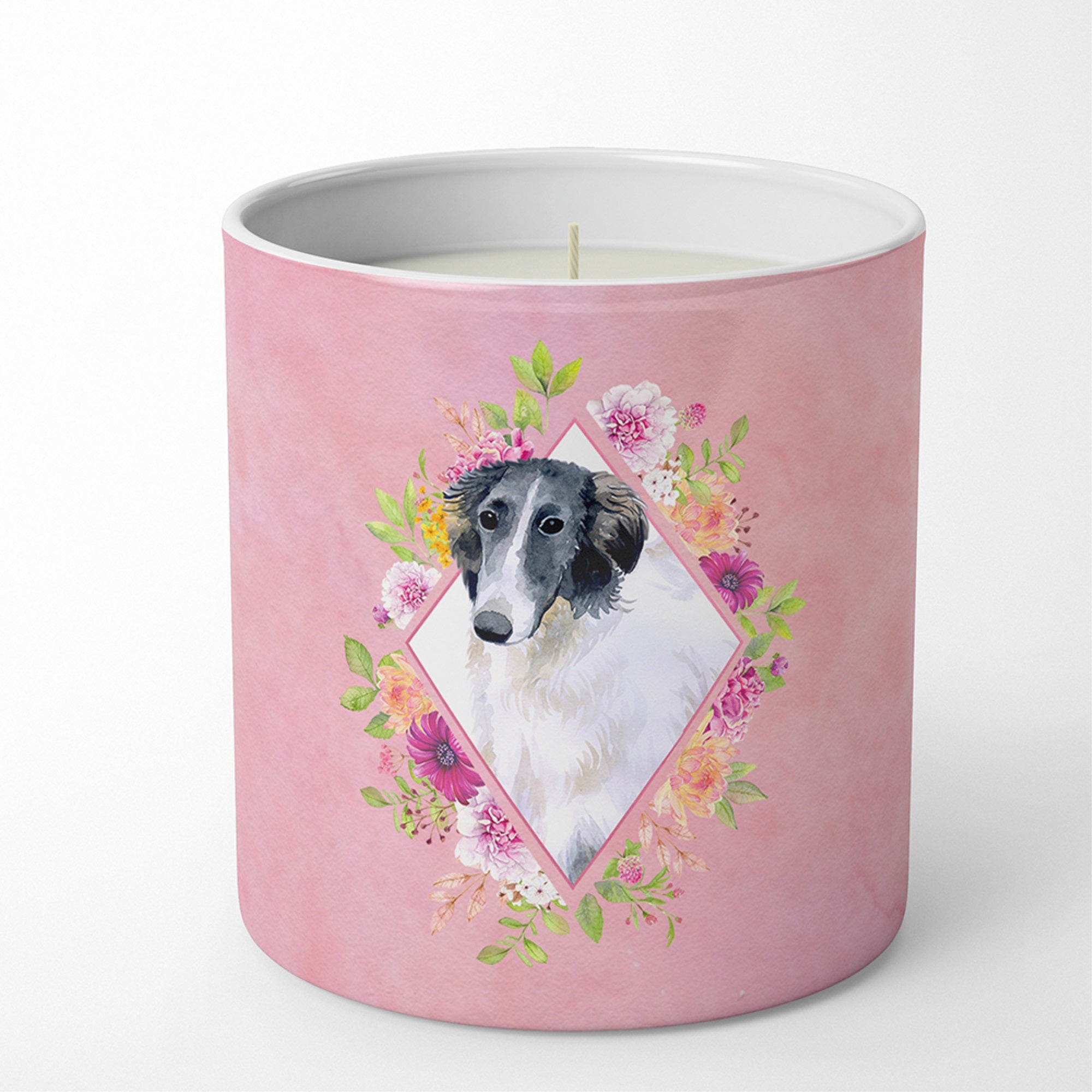Borzoi Pink Flowers 10 Oz Decorative Soy Candle