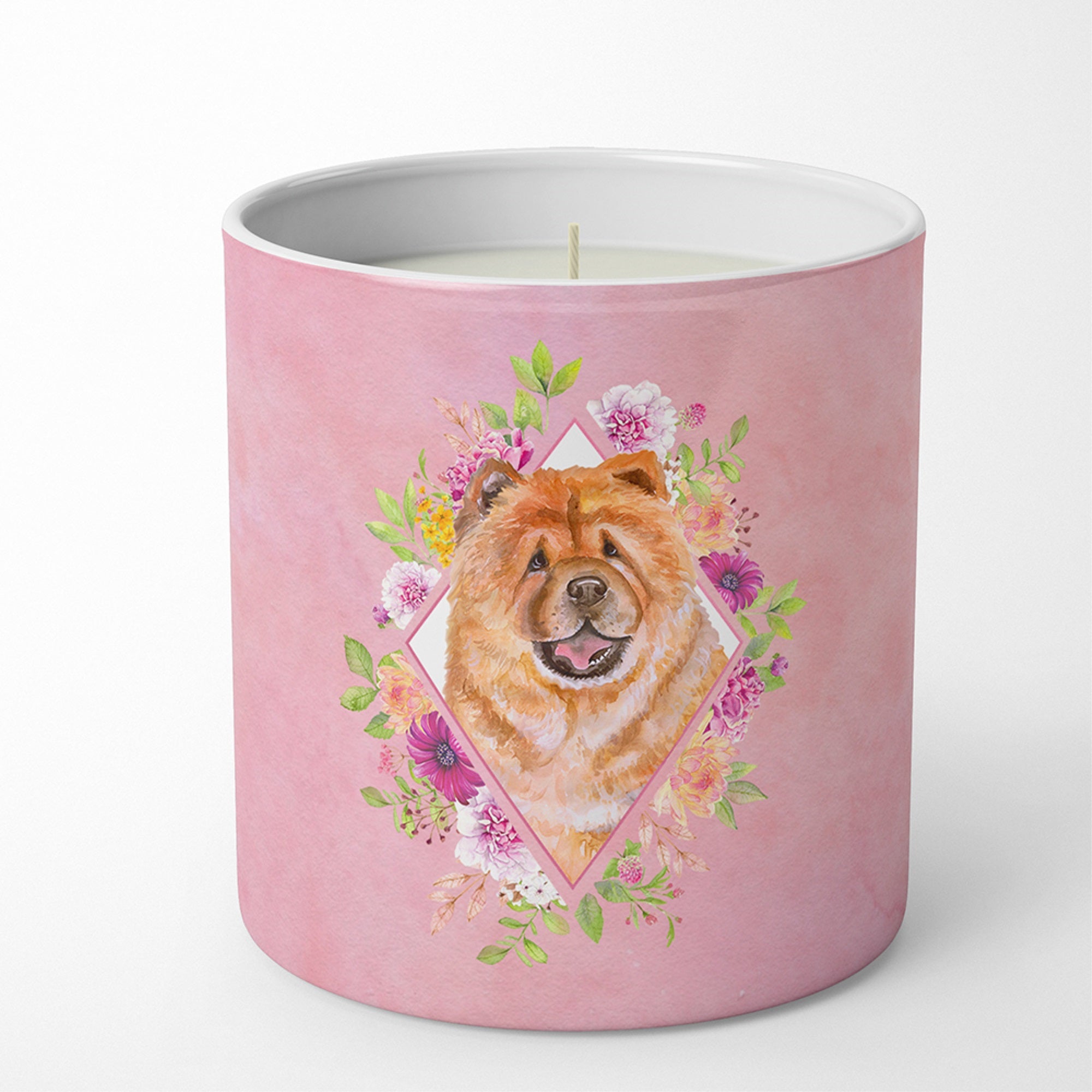 Chow Chow #1 Pink Flowers 10 Oz Decorative Soy Candle