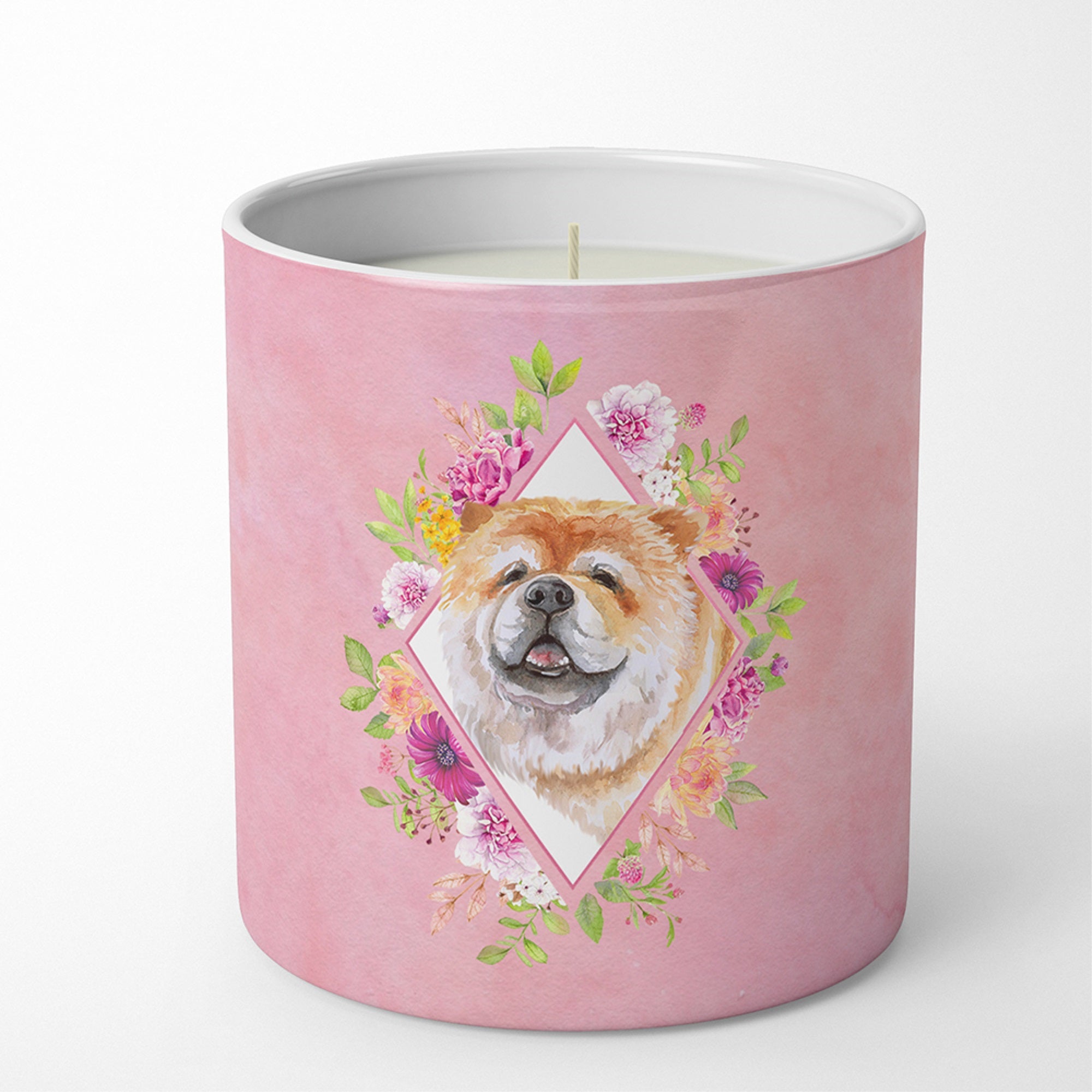 Chow Chow #2 Pink Flowers 10 Oz Decorative Soy Candle